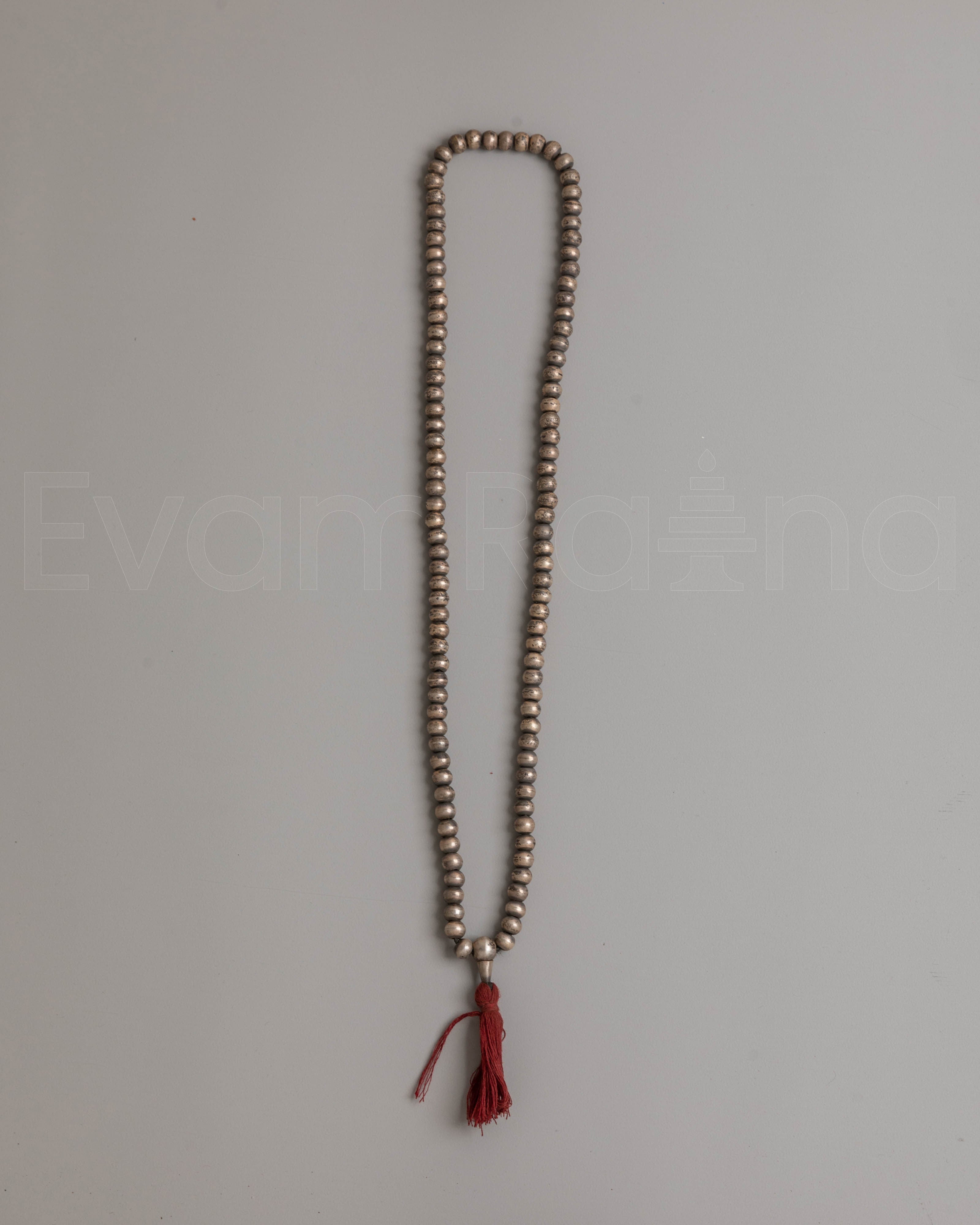 Buddhist Handmade Mala | Silver Prayer Beads