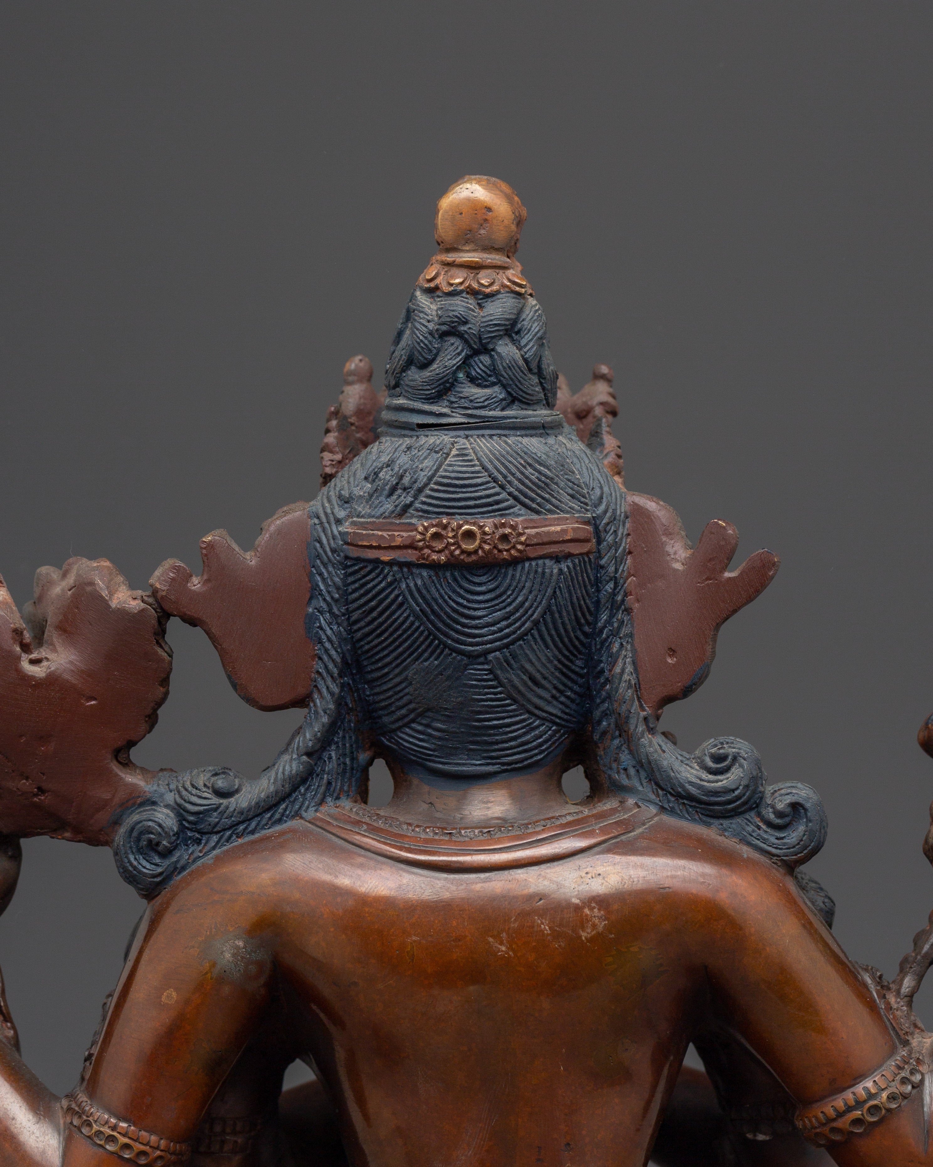 Tibetan Four-Armed Avalokiteshvara Copper Statue | Sculpture for Meditation, & Blessings