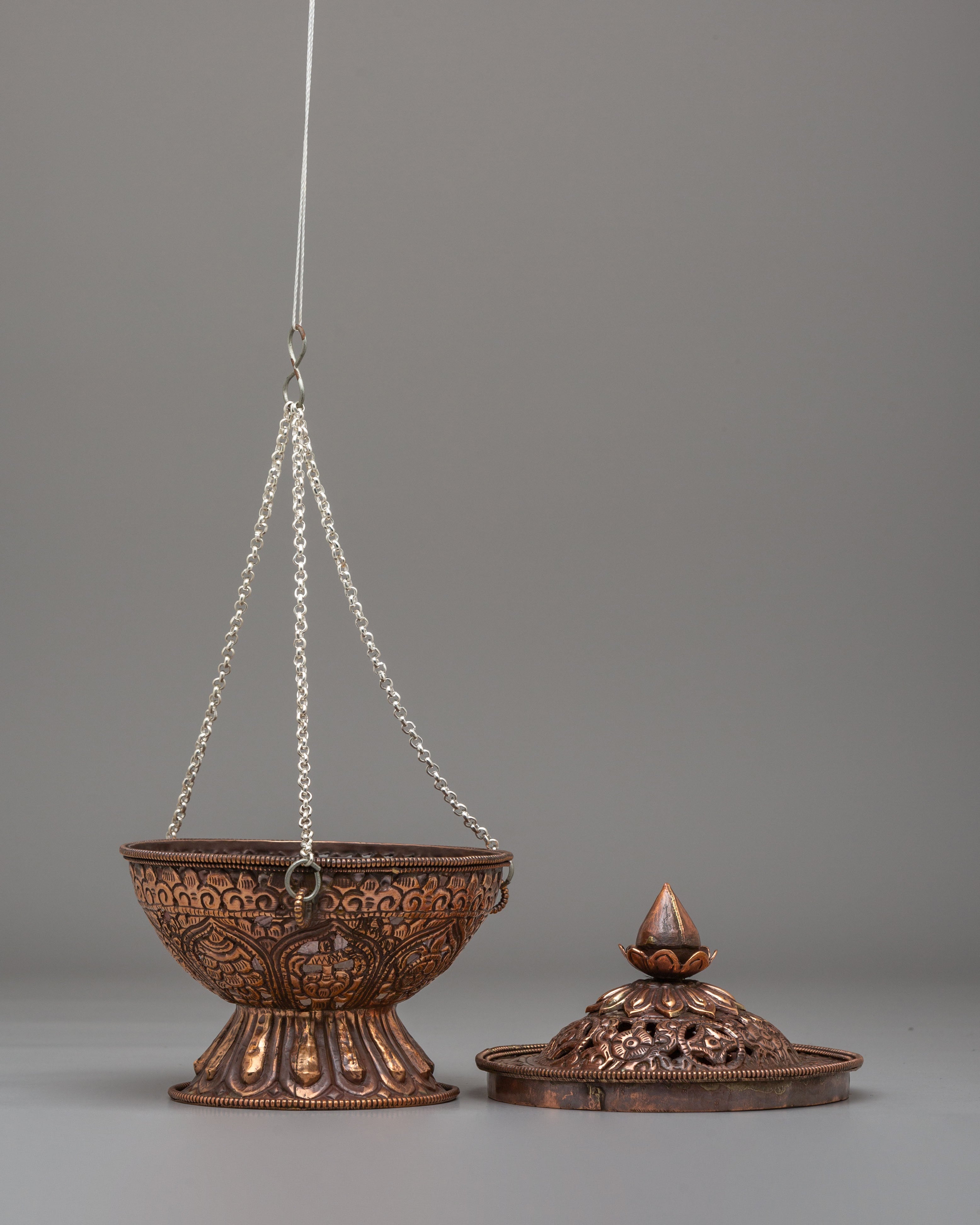 Traditional Altar Incense Burner | Handcrafted Brass Hanging Incense Vessel