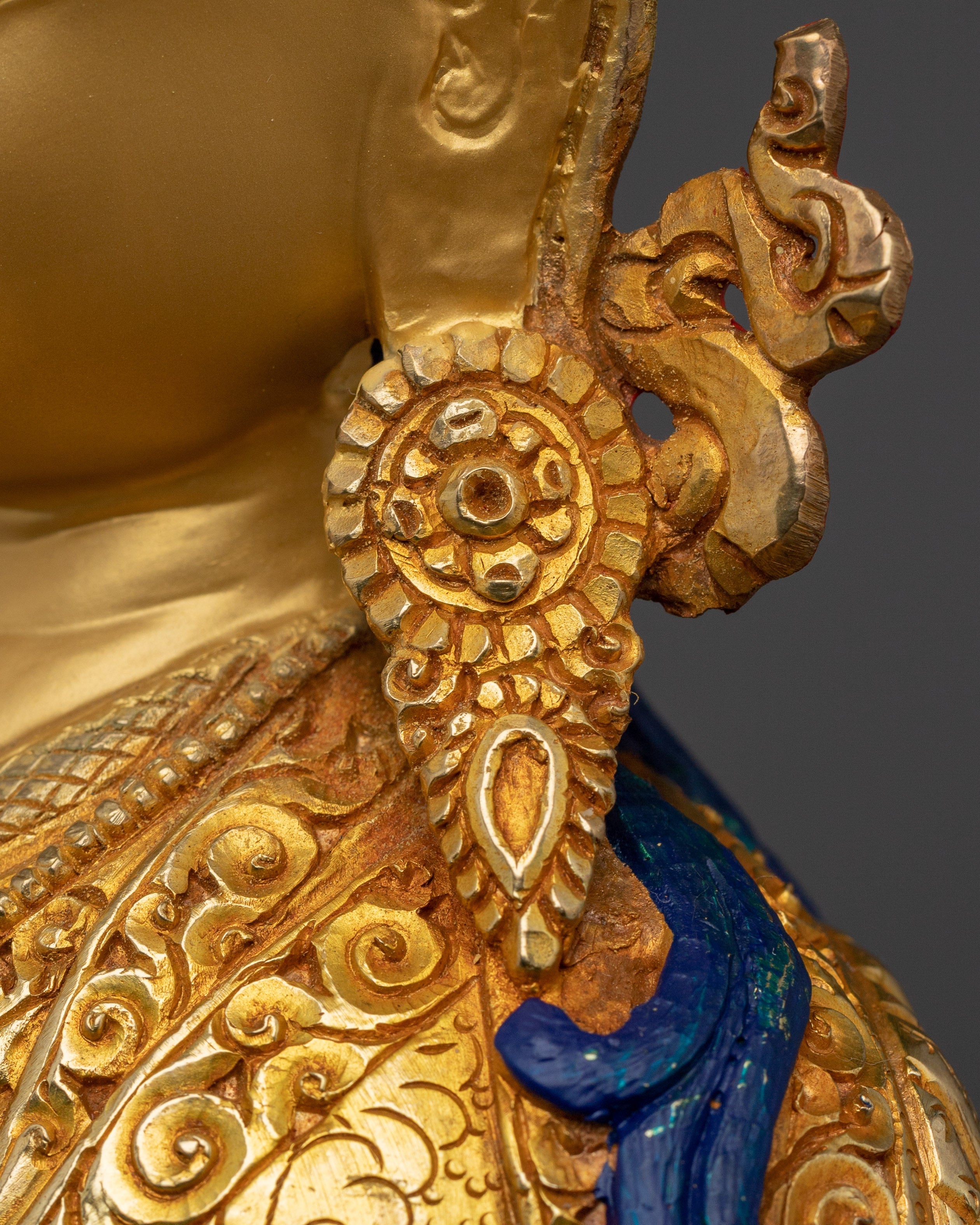 Gold And Copper Body Guru Rinpoche Statue | Tibetan Spiritual Masterpiece