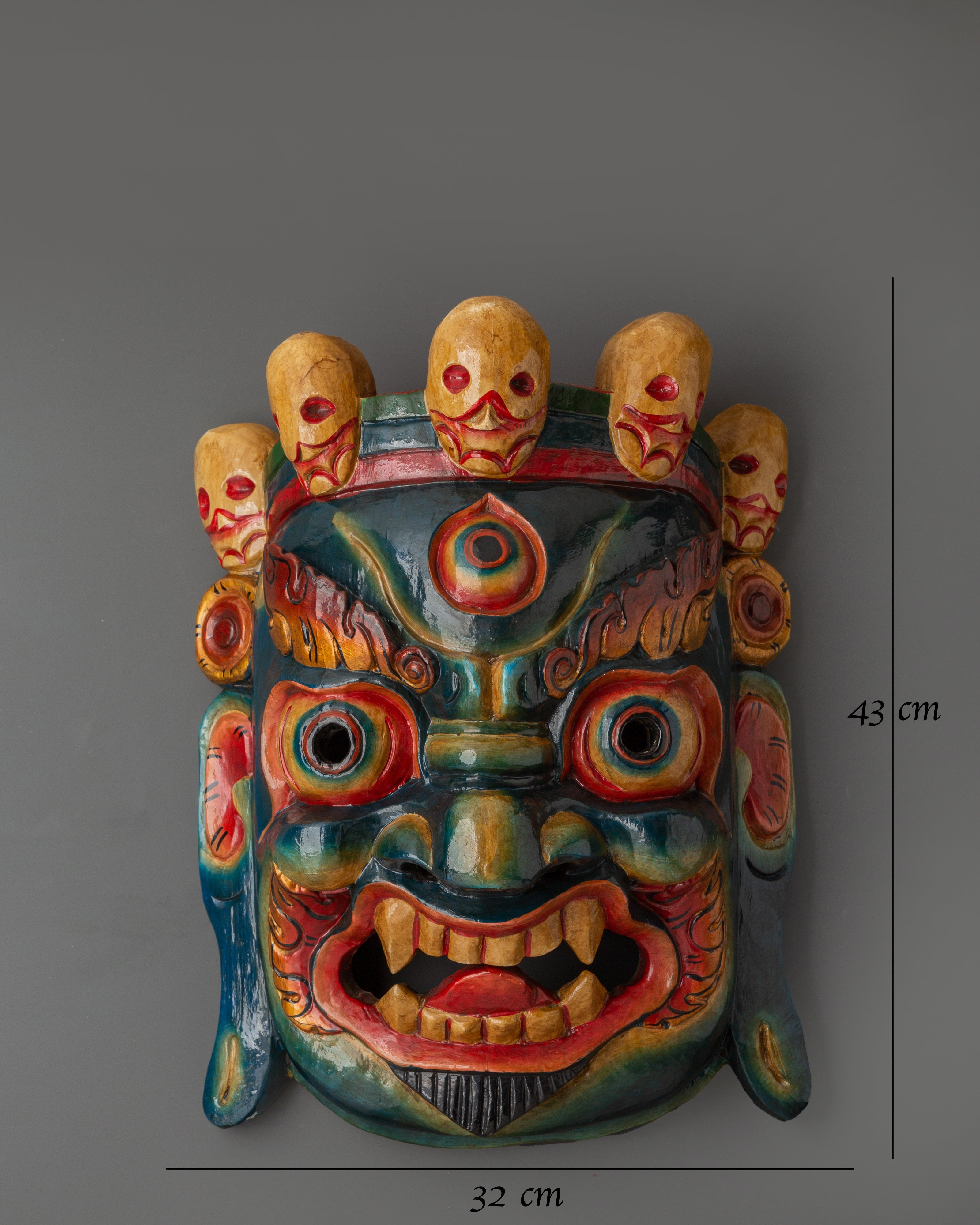 Wooden Mahakala Mask | Tibetan Protector Wall Mask