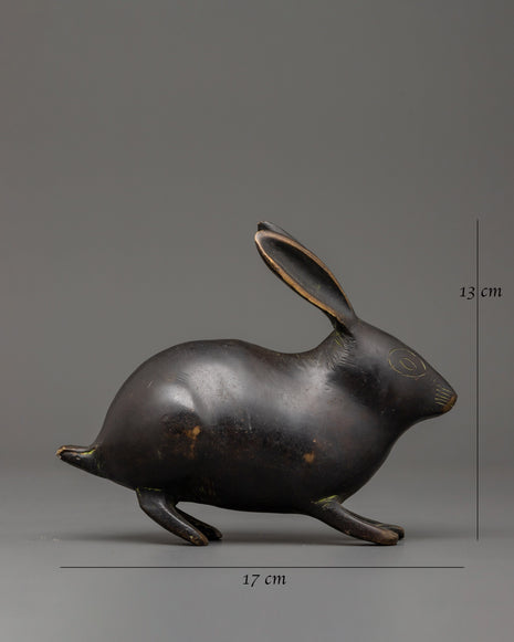 Handmade Brass Rabbit Statue | Feng Shui Rabbit Decor for Home & Garden
