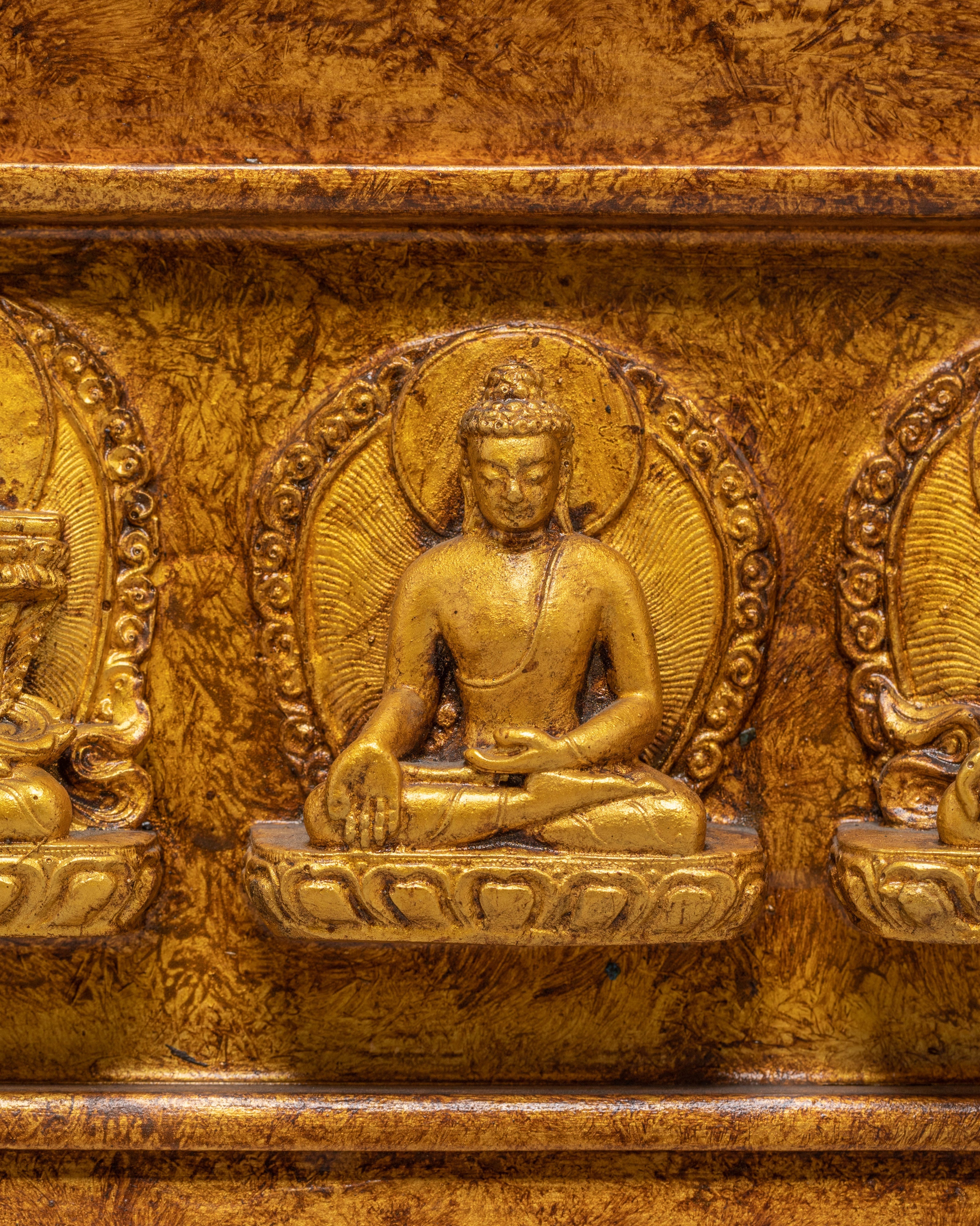 Handmade Wall Hanging with Meditational Deities | Spiritual Stone Dust Art