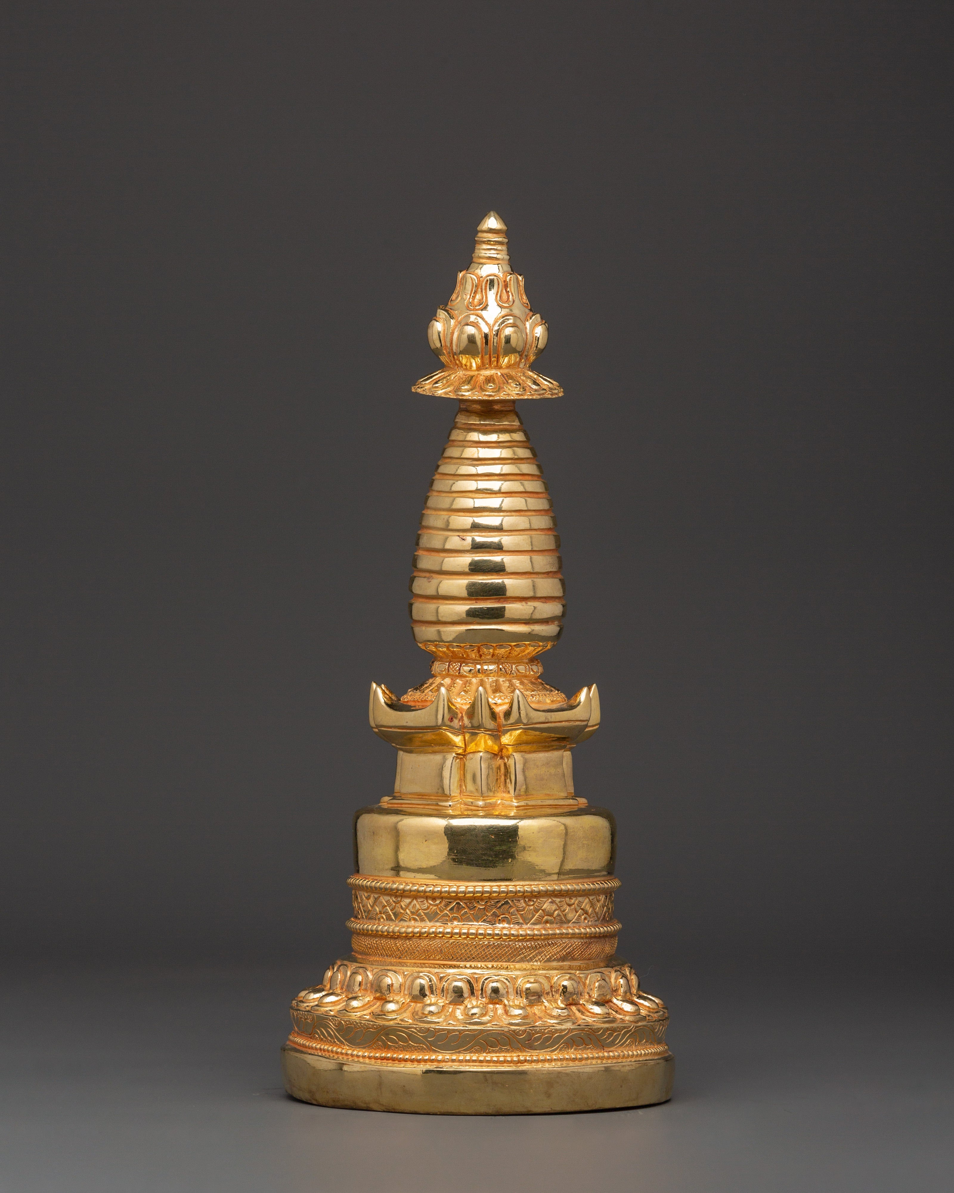 Gold Plated Stupa for Spiritual Space | Altar and Meditation