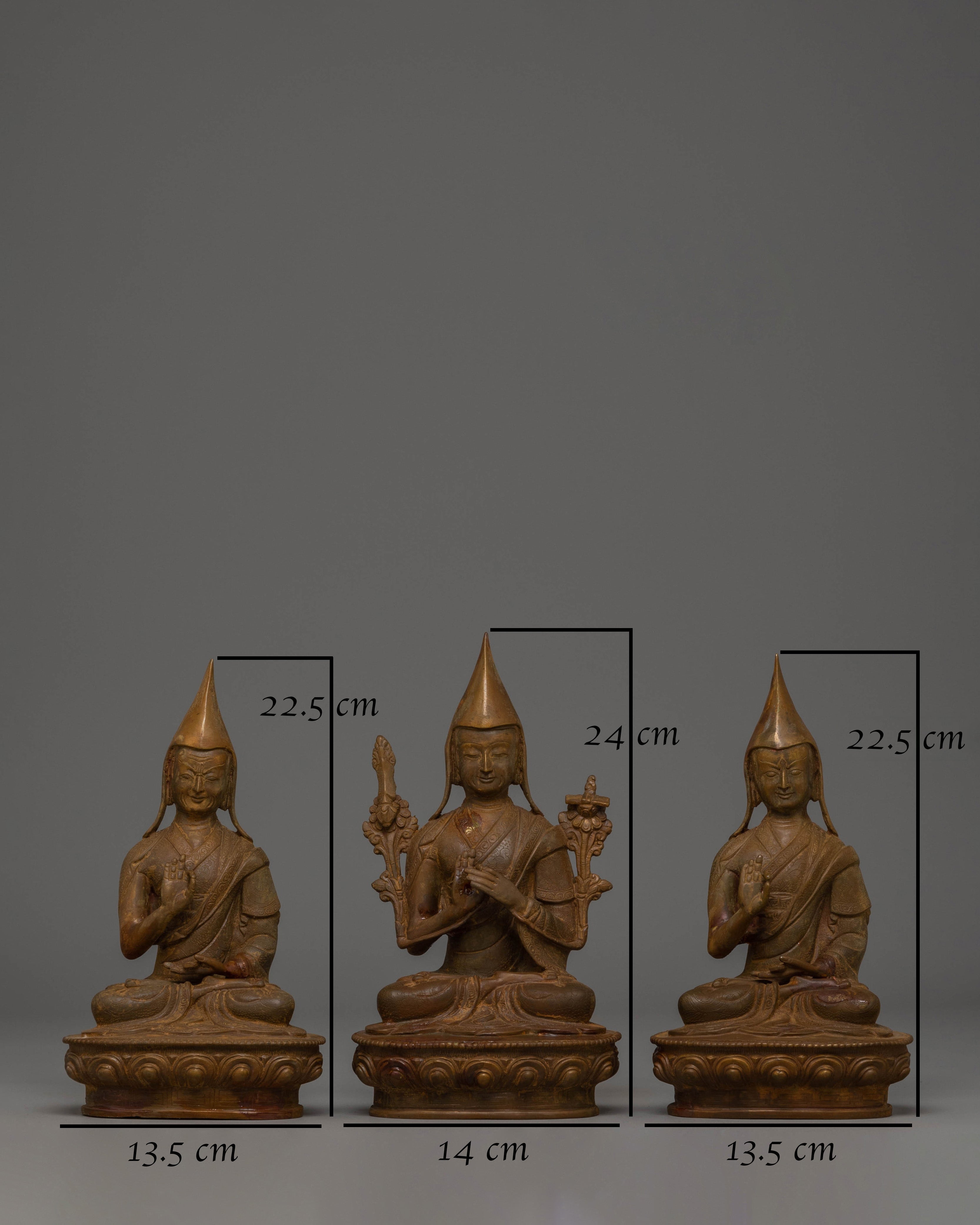 Sacred Tsongkhapa Je Statue Set | Tibetan Buddhist Figurines