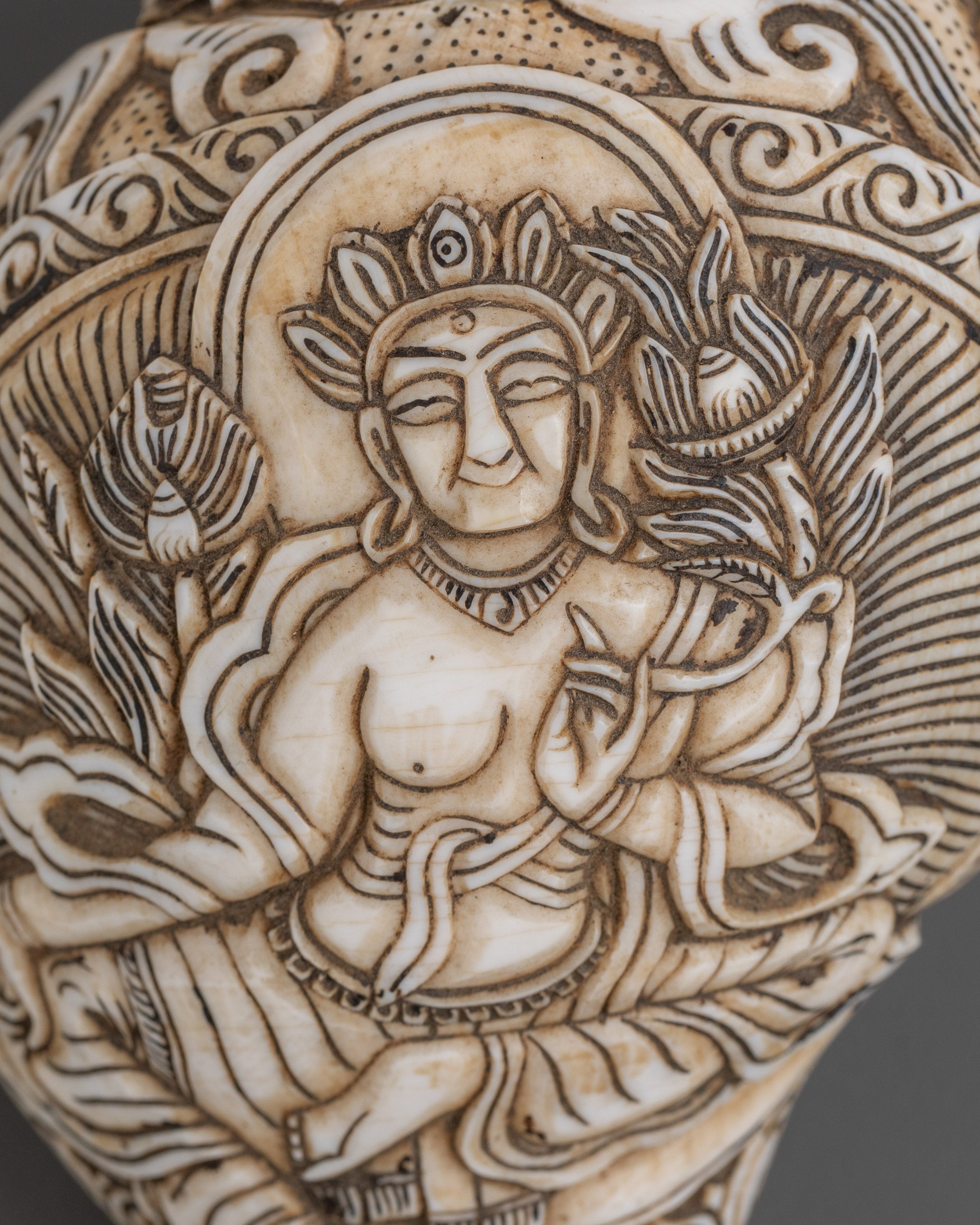 Green Tara Conch | Sacred Buddhist Artifact