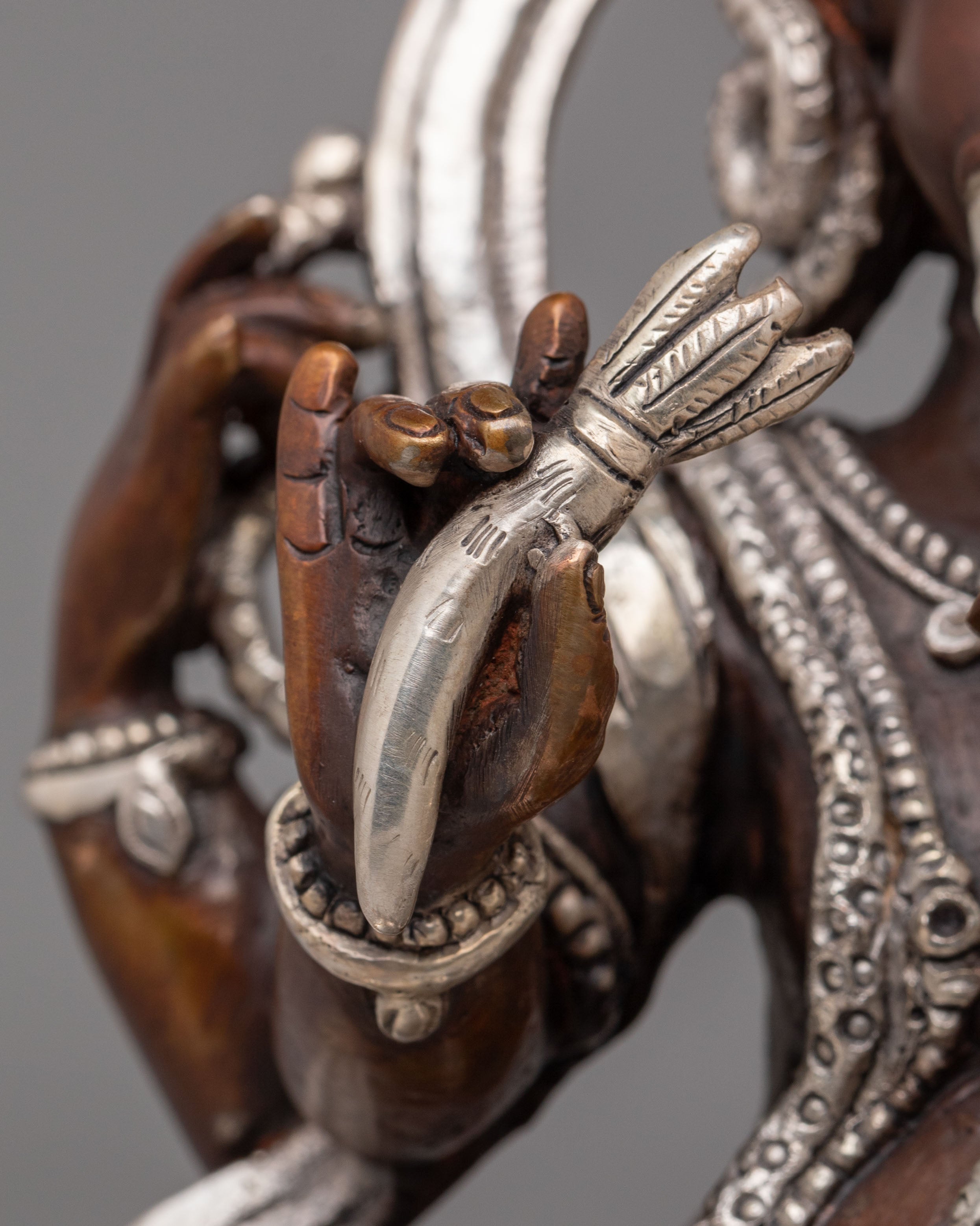 Handcrafted Lord Ganesha Statue | Oxidized Copper Body with Silver Plating