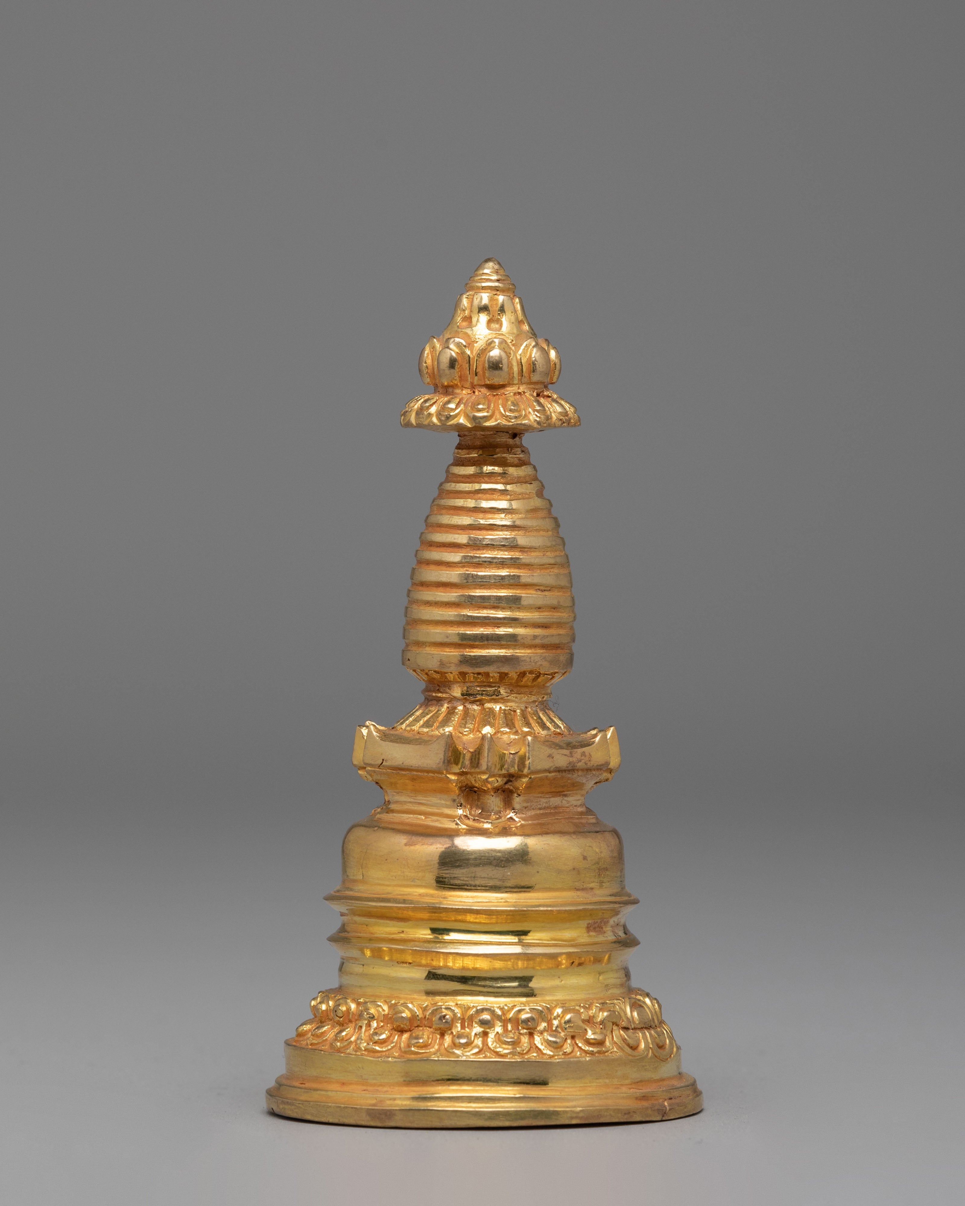 Traditional Tibetan Kadampa Chorten | Gold Plated Buddhist Stupa