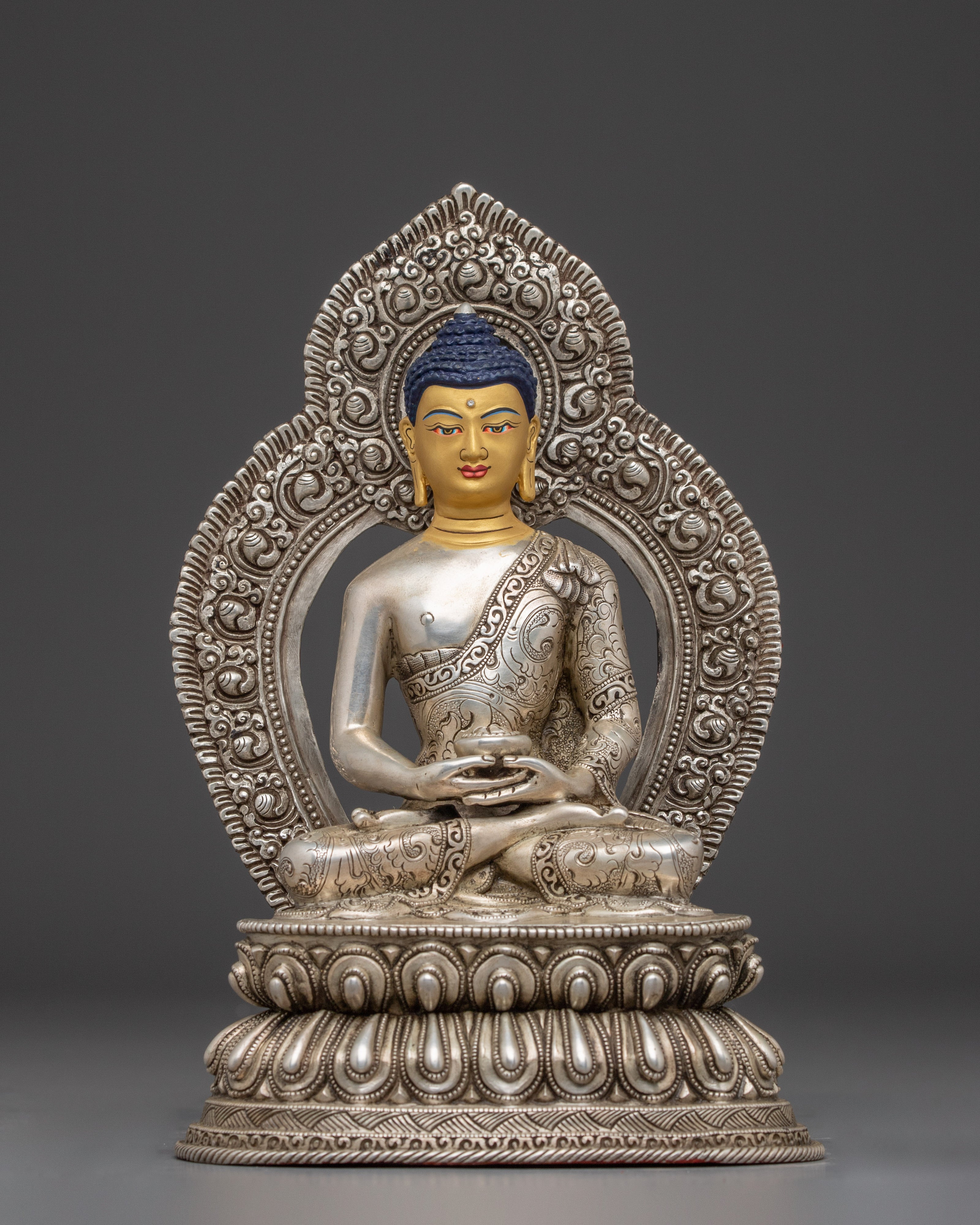 Amitabha Buddha Silver Statue 