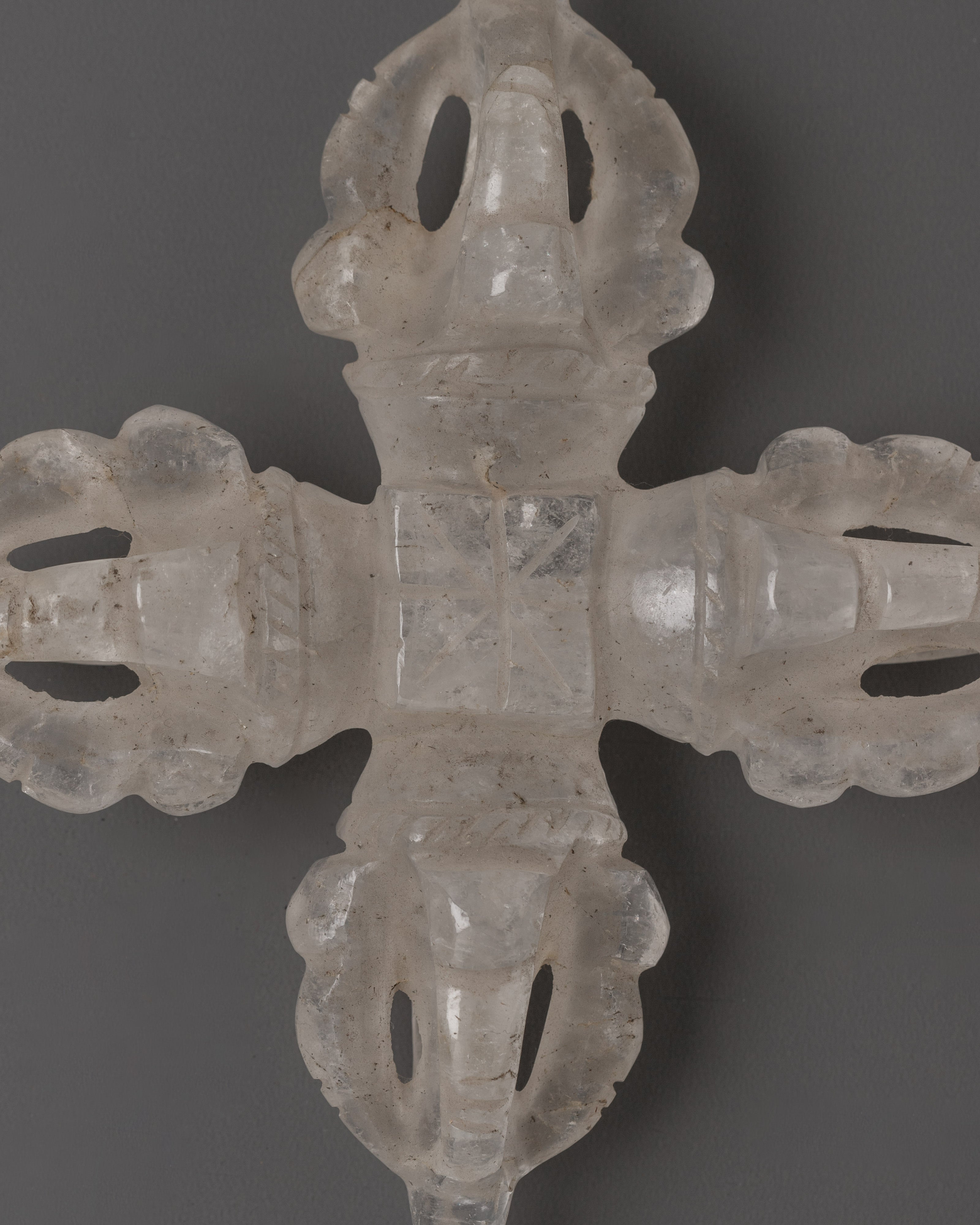 Tibetan Crystal Bishwo Vajra | Hand-Carved Spiritual Vajra for Meditation