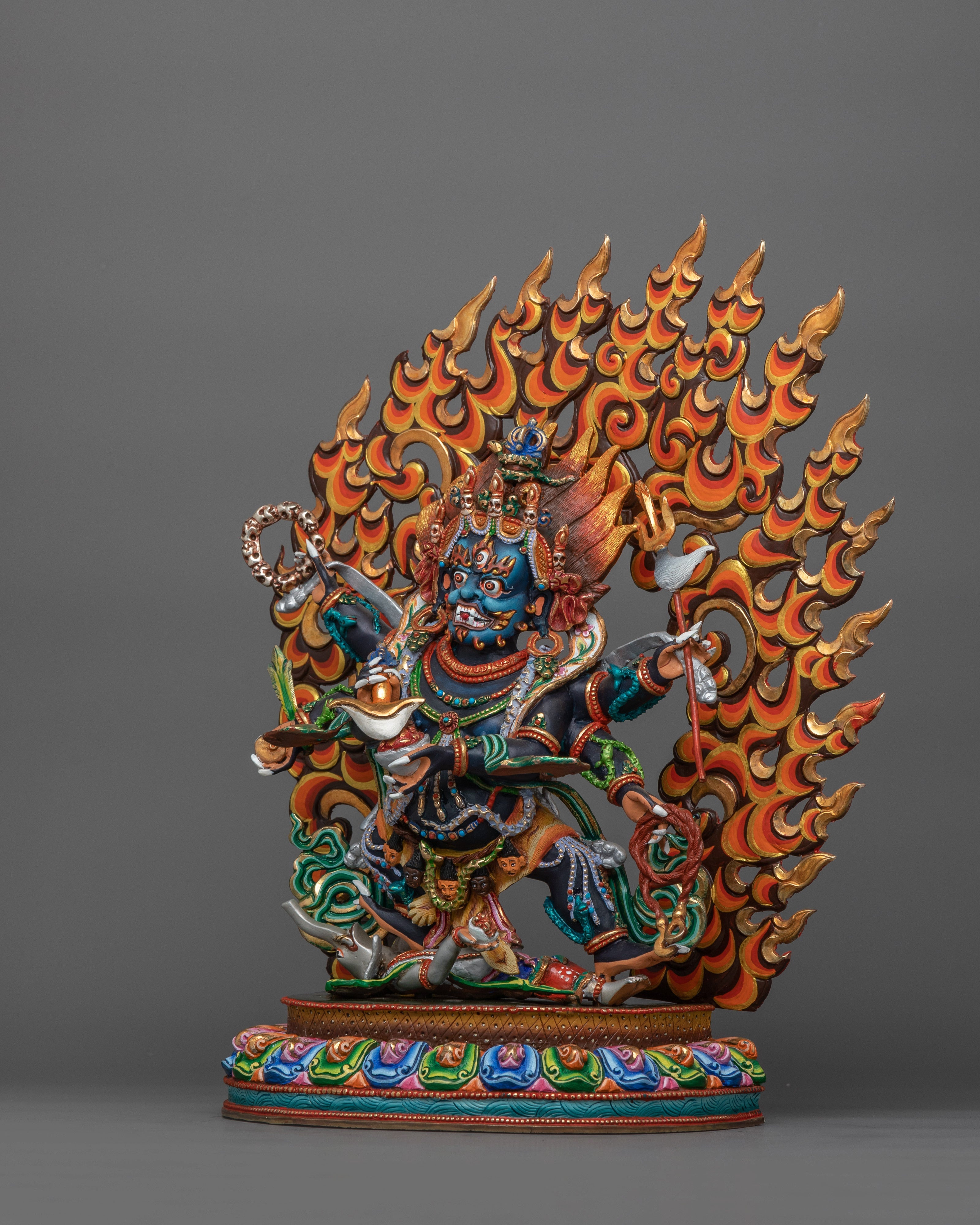 Fierce Deity Six Armed Mahakala Statue | Wrathful Protector Deity