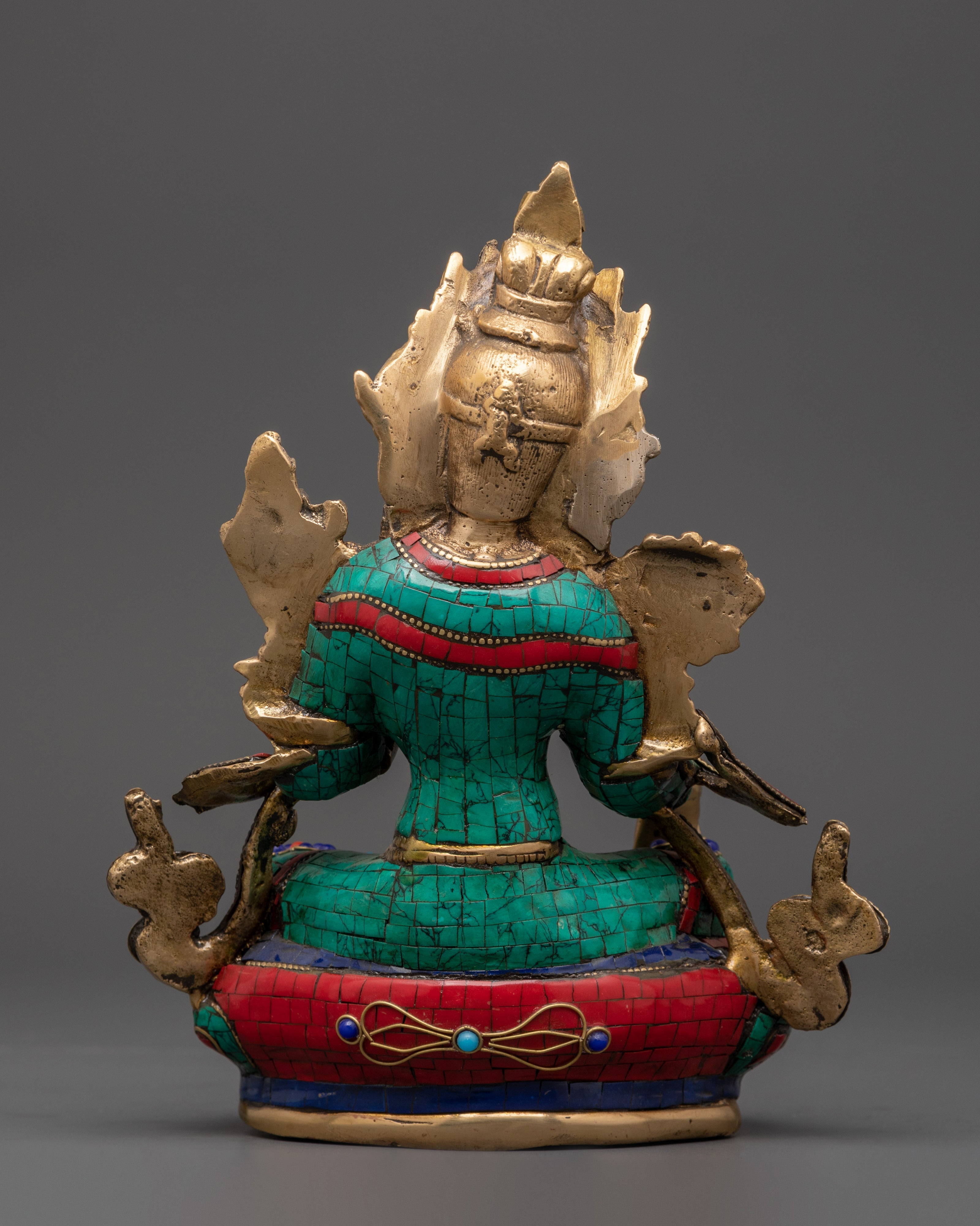 Handcrafted Brass Green Tara Statue | Tibetan Goddess Art