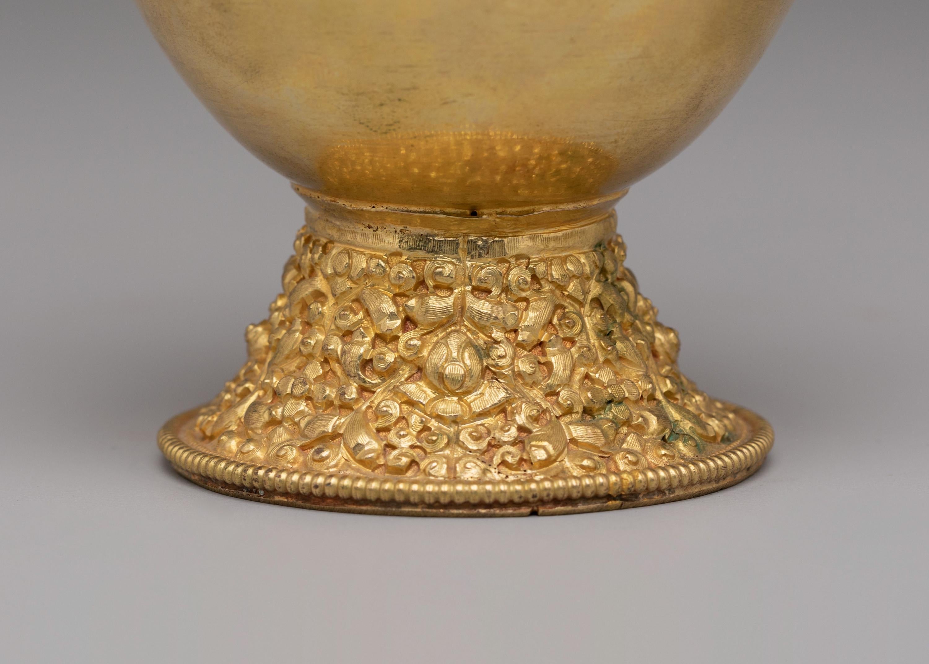 Handmade Tibetan Ritual Bhumba Set | Gold Plated Buddhist Ritual Vase | Sacred Vajrayana Offering Vessel for Meditation and Ceremonies