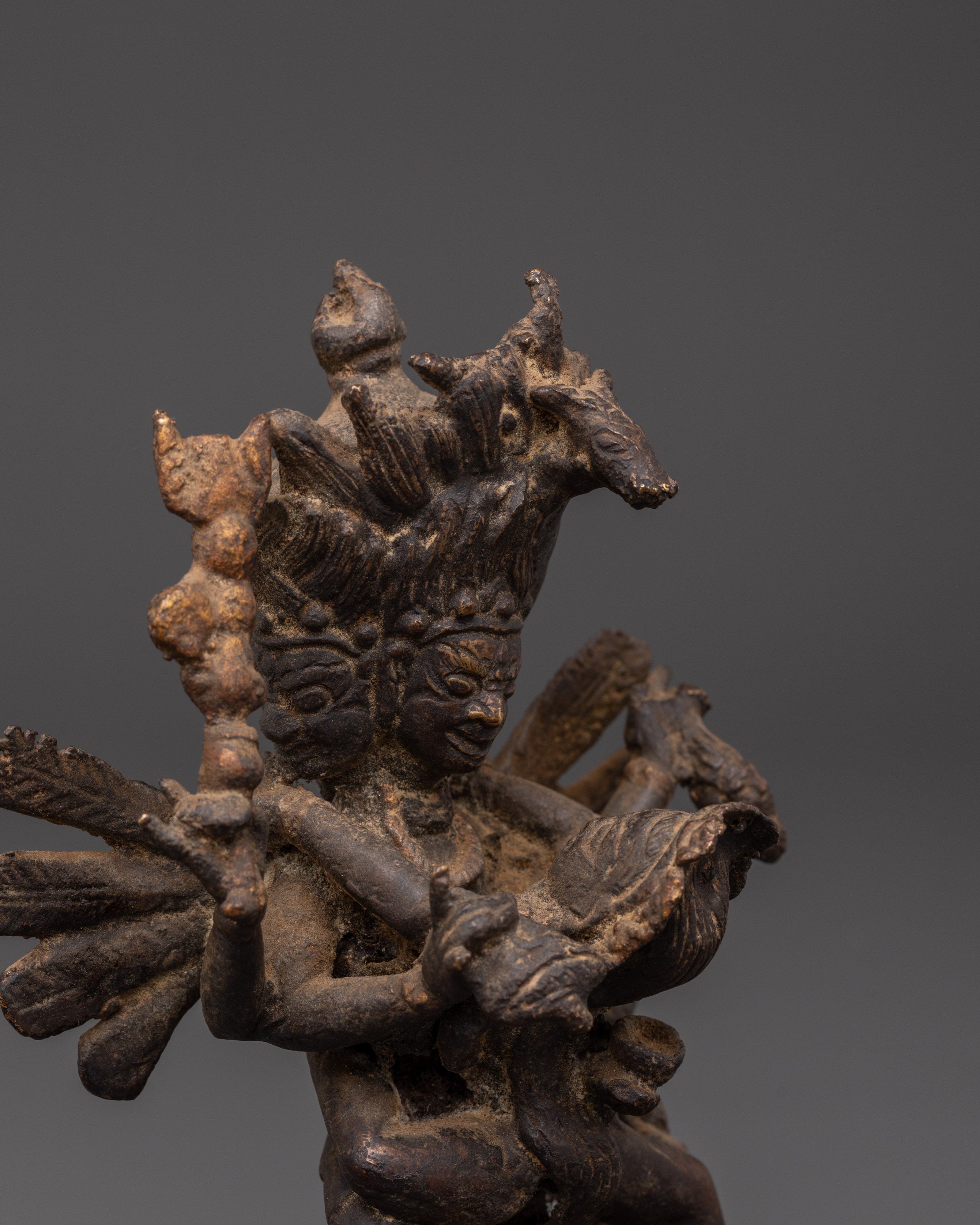 Handmade Hayagriva Yab-Yum Sculpture | Oxidized Copper Buddhist Statue