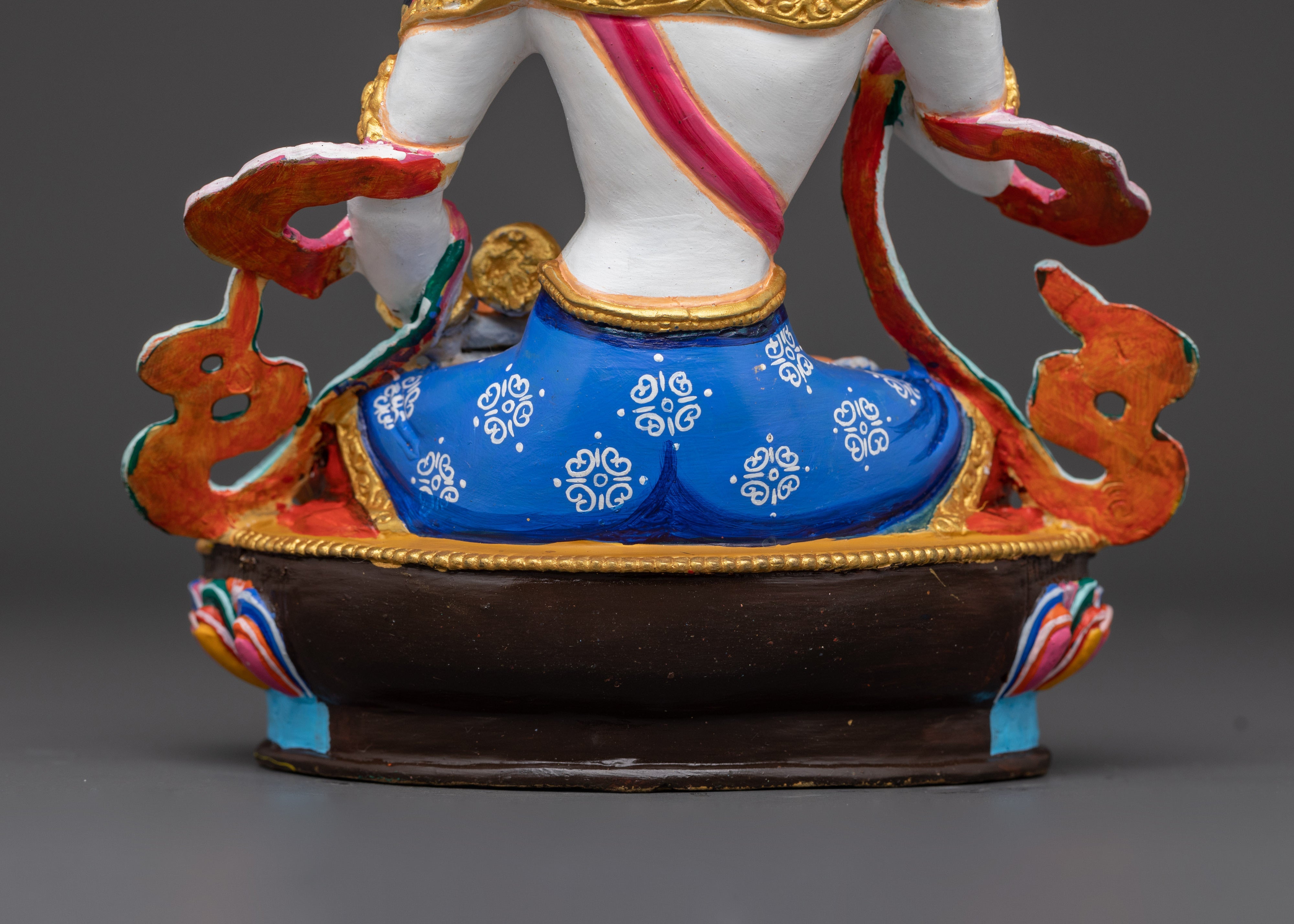 Handcrafted Tibetan Vajrasattva Sculpture | Copper & Acrylic Meditation Deity Figure