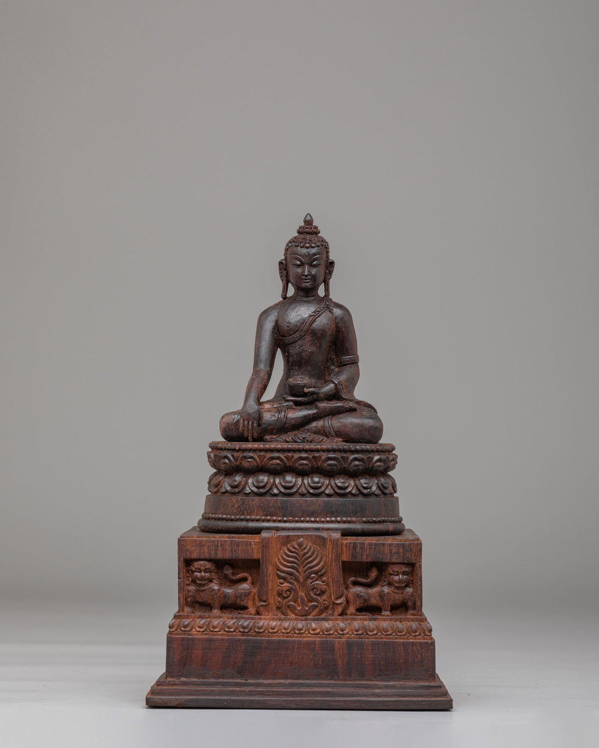 Himalayan Siddhartha Gautama Sculpture | Hand Carved Wooden Shakyamuni Buddha
