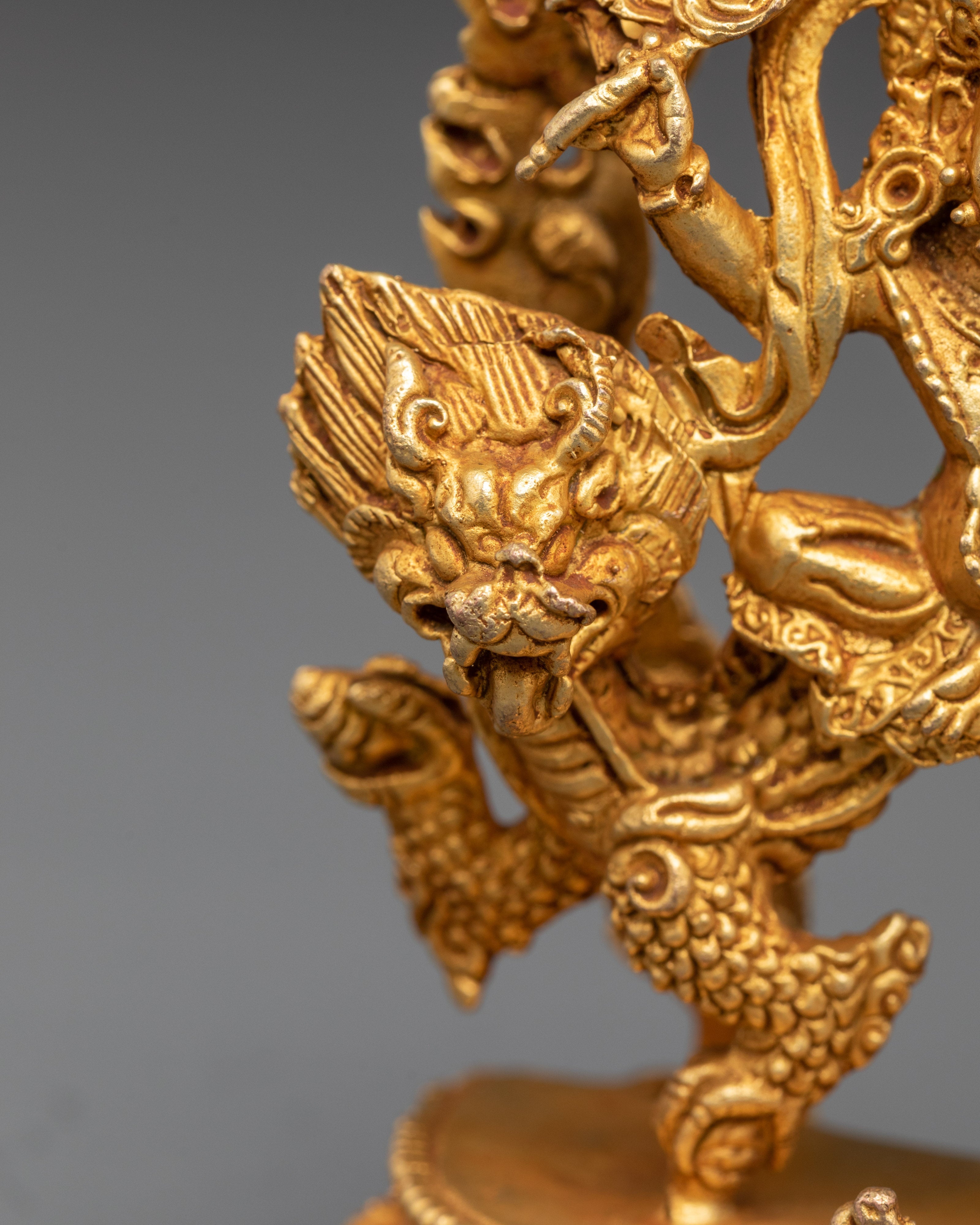 Sacred Abundance Icon White Dzambhala Statue | Gold Plated Copper Art