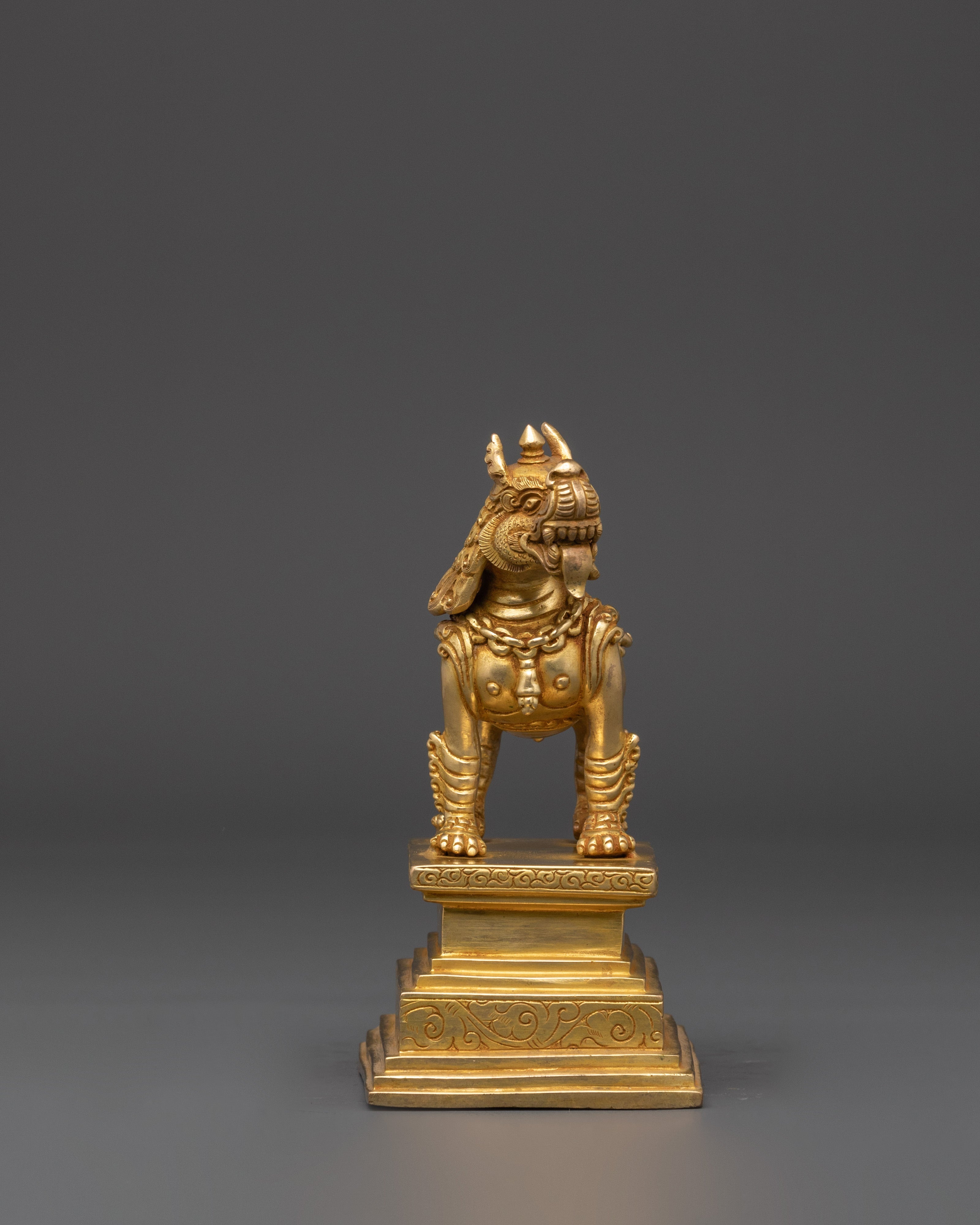 Gold Plated Lion Statue Set | Set of Two Temple Guardians
