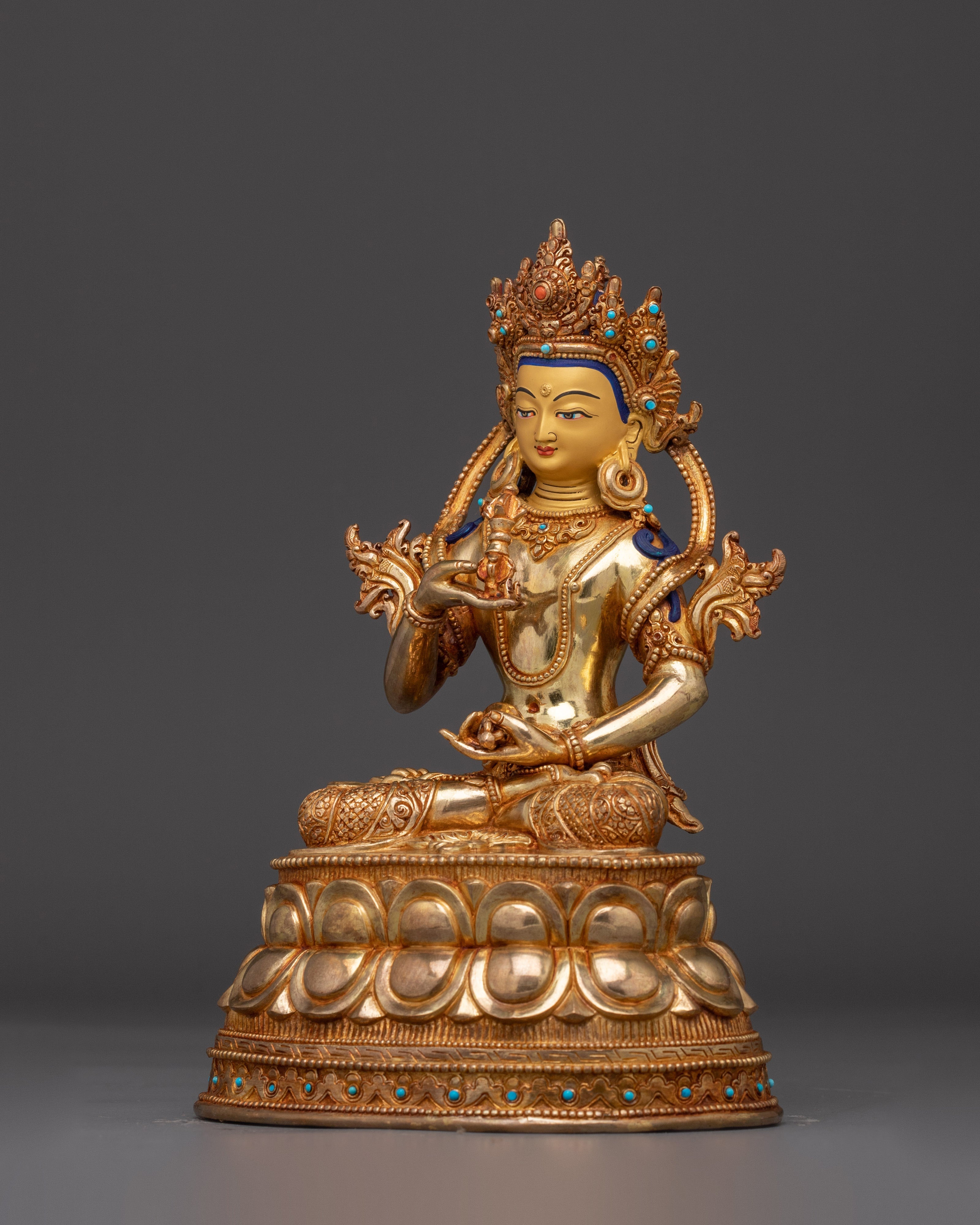 Gold-Gilded Vajrasattva Copper Statue | Meditation & Spiritual Decor