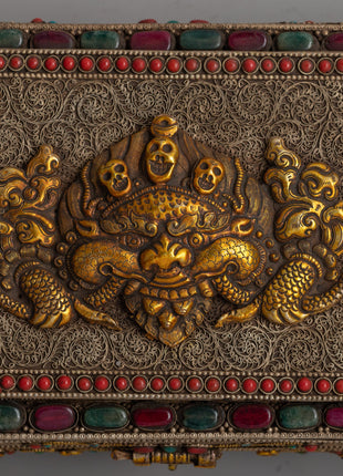 Tibetan Treasure Box with Silver Wire |  Perfect for jewelry storage