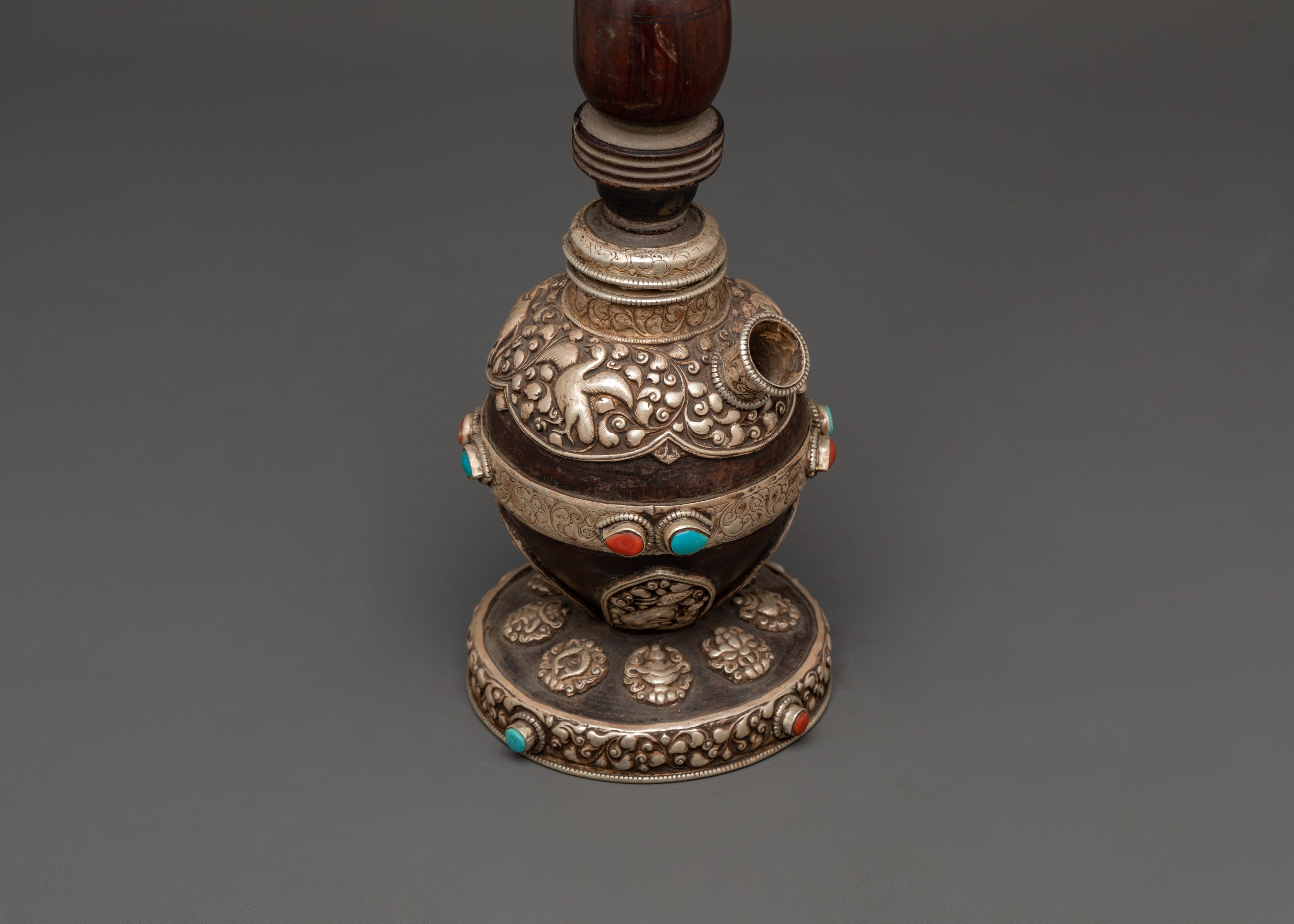 Handcrafted Wooden & Pure Silver Hukka | For Collectors & Traditional Use