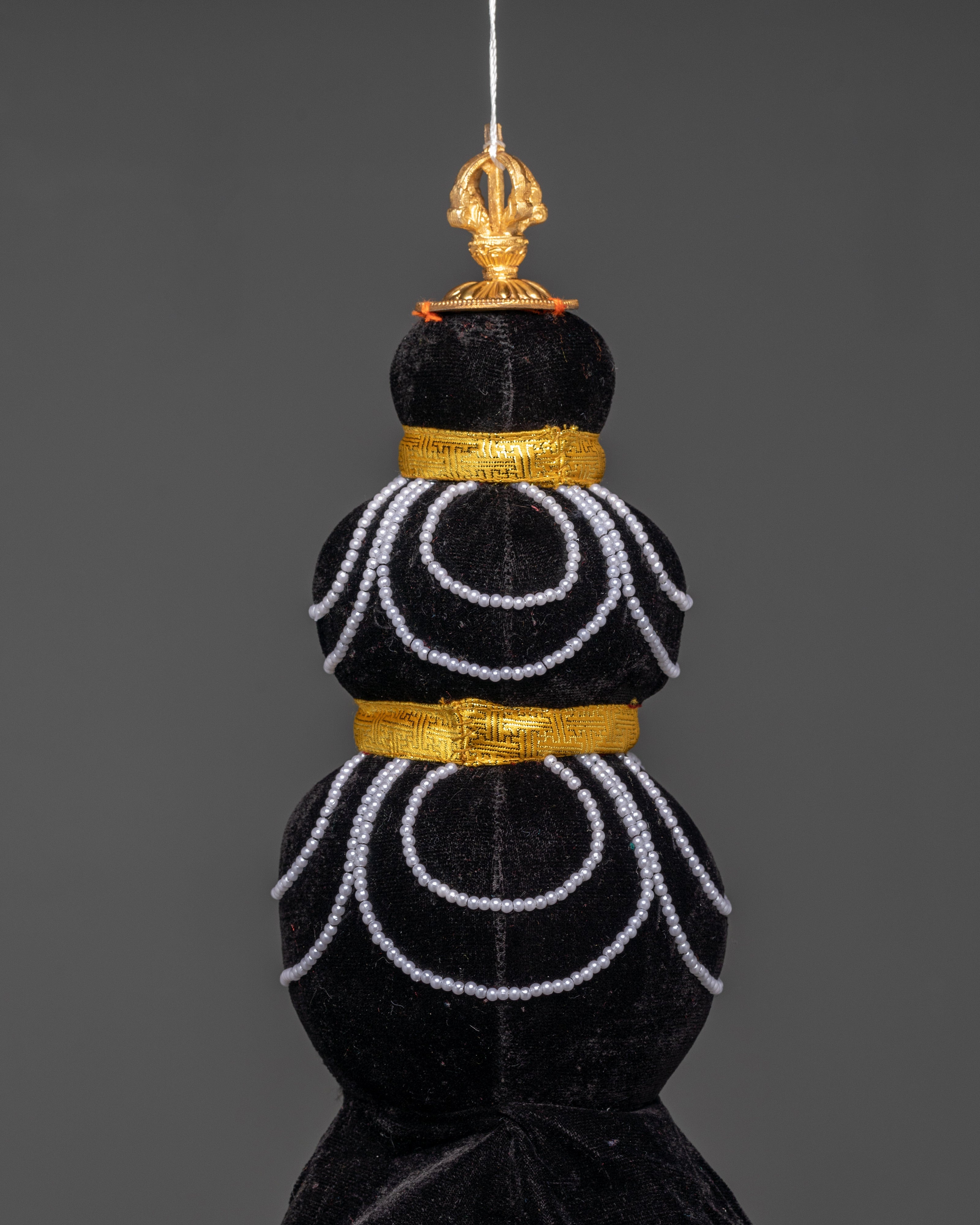 Traditional Black Vajrayana Crown | Headdress for Monastic Ceremonies