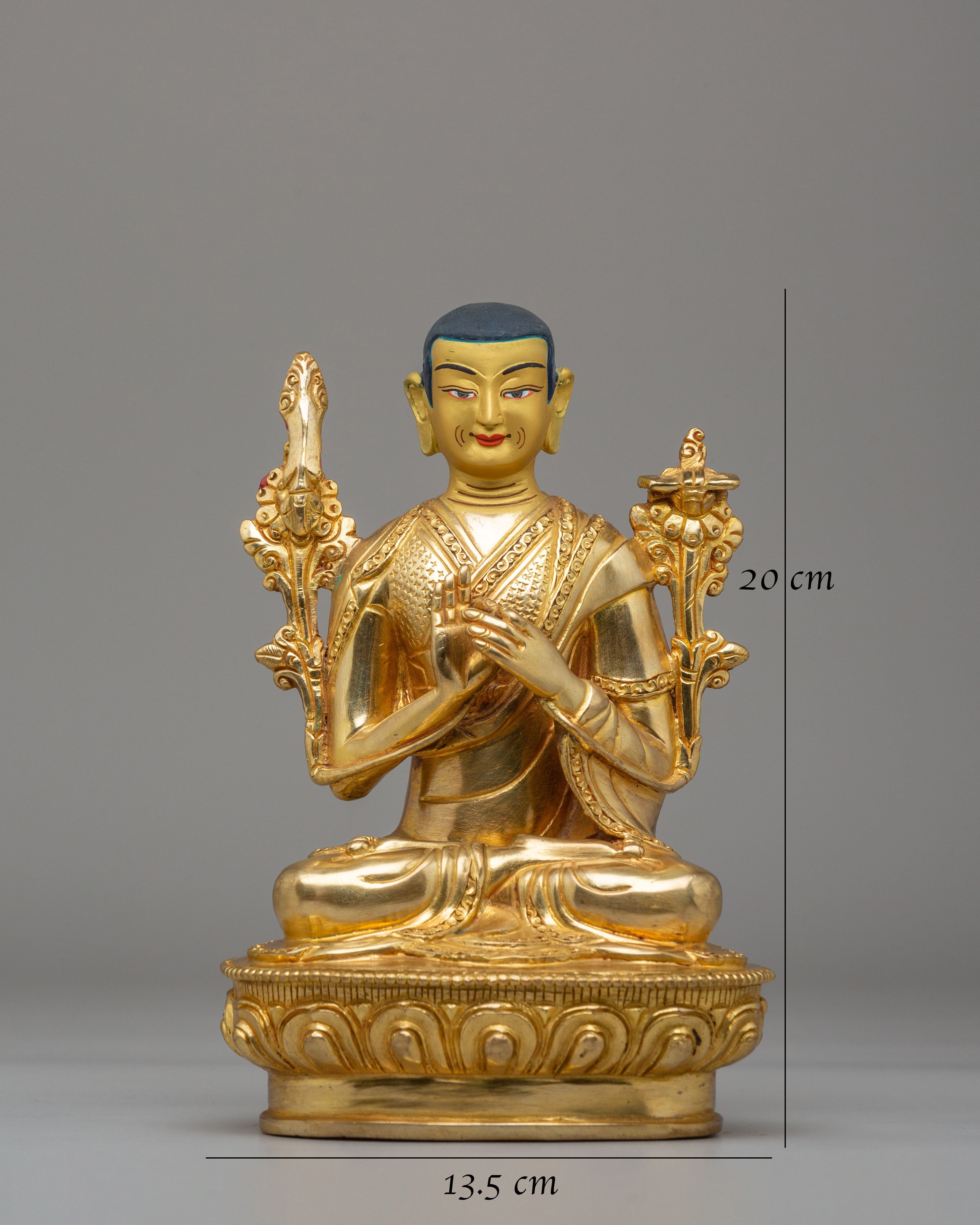 Buddhist Lama Tsongkhapa Set Statue | 24K Gold Plated Buddhist Sculpture