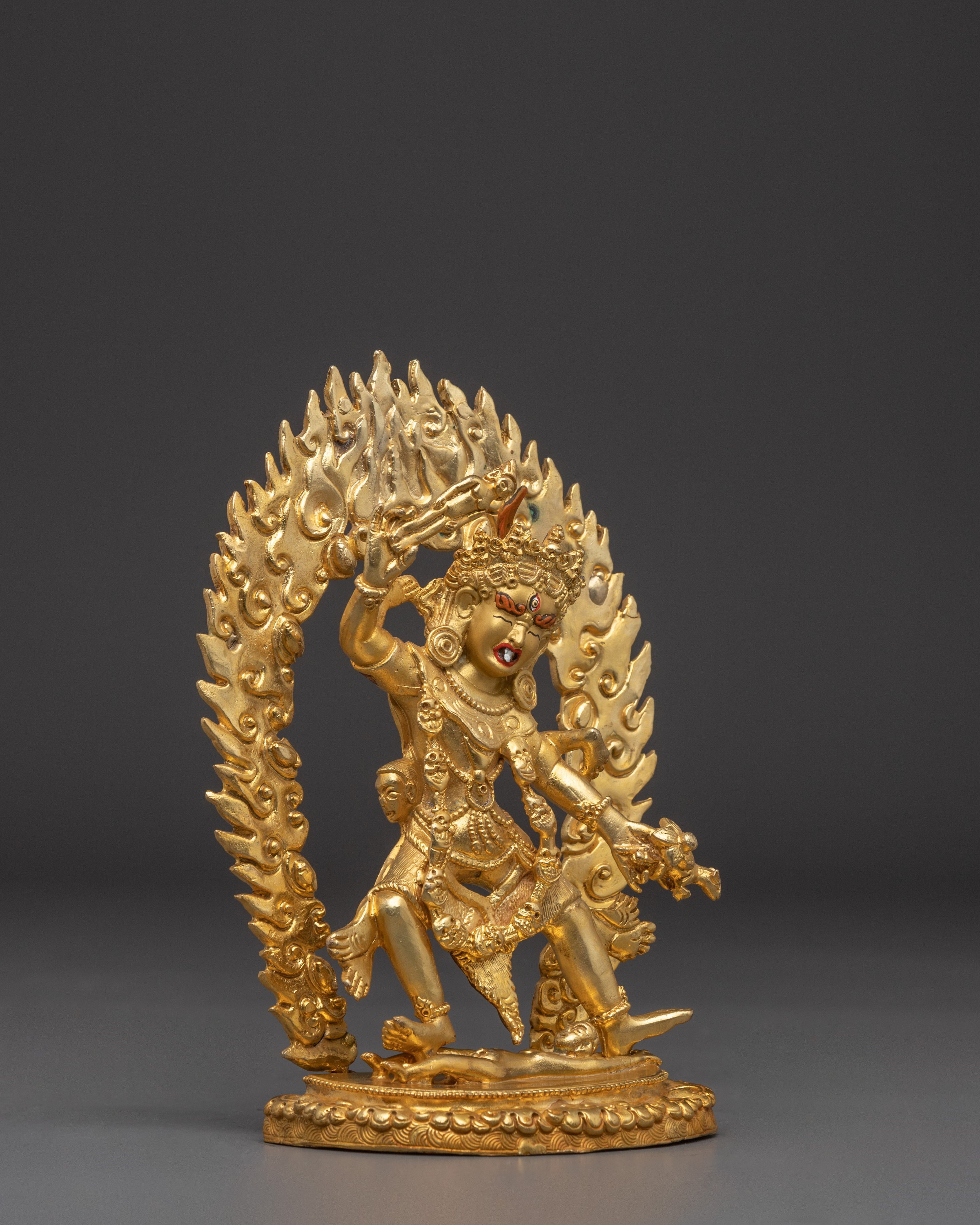 Gold Plated Ekajati Statue | Tibetan Buddhist Wrathful Deity for Spiritual Protection