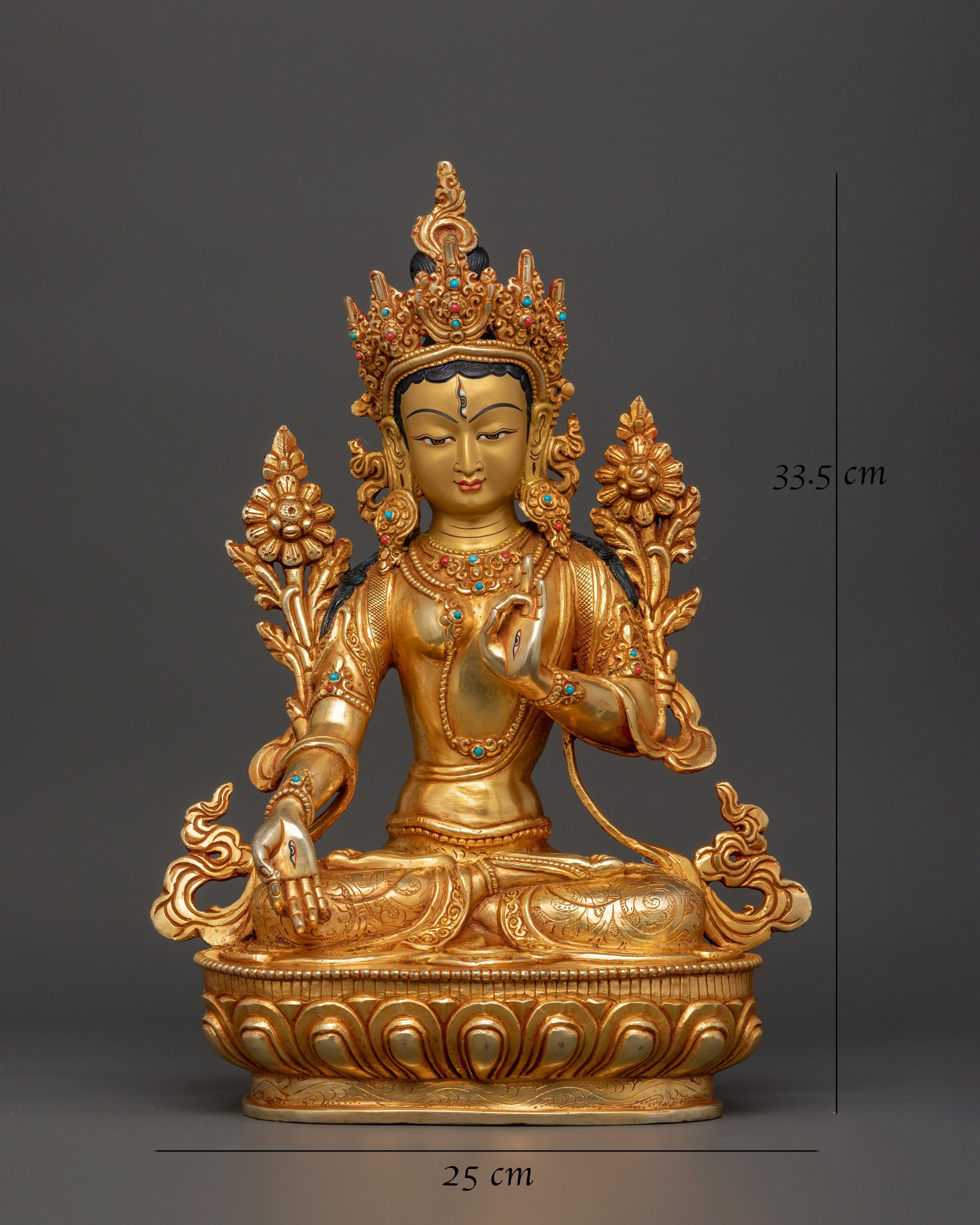 Handcrafted Copper Body White Tara Statue | Goddess of Compassion