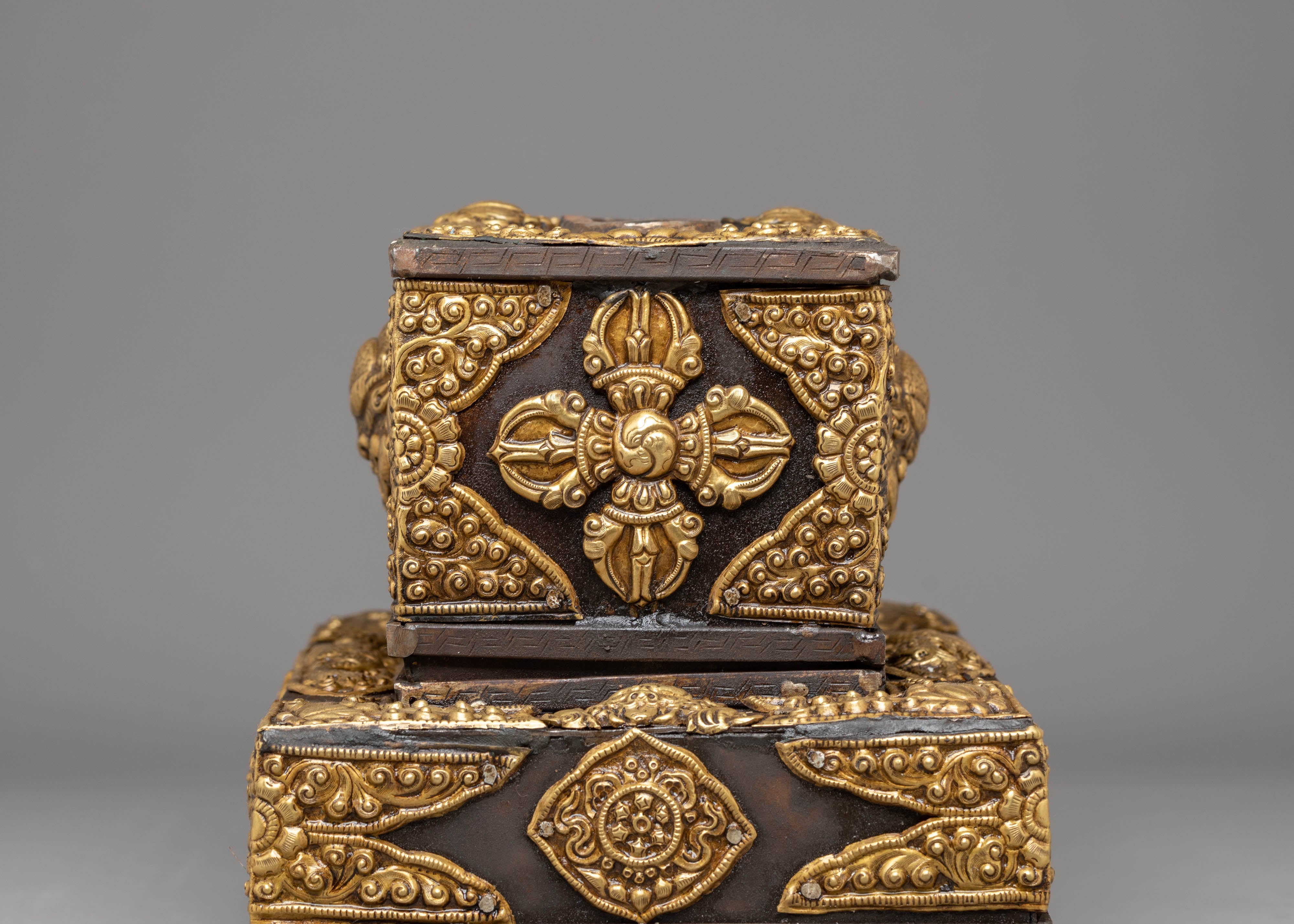 Handcrafted Tibetan Style Gold Tissue Box | Luxury Tibetan Decor