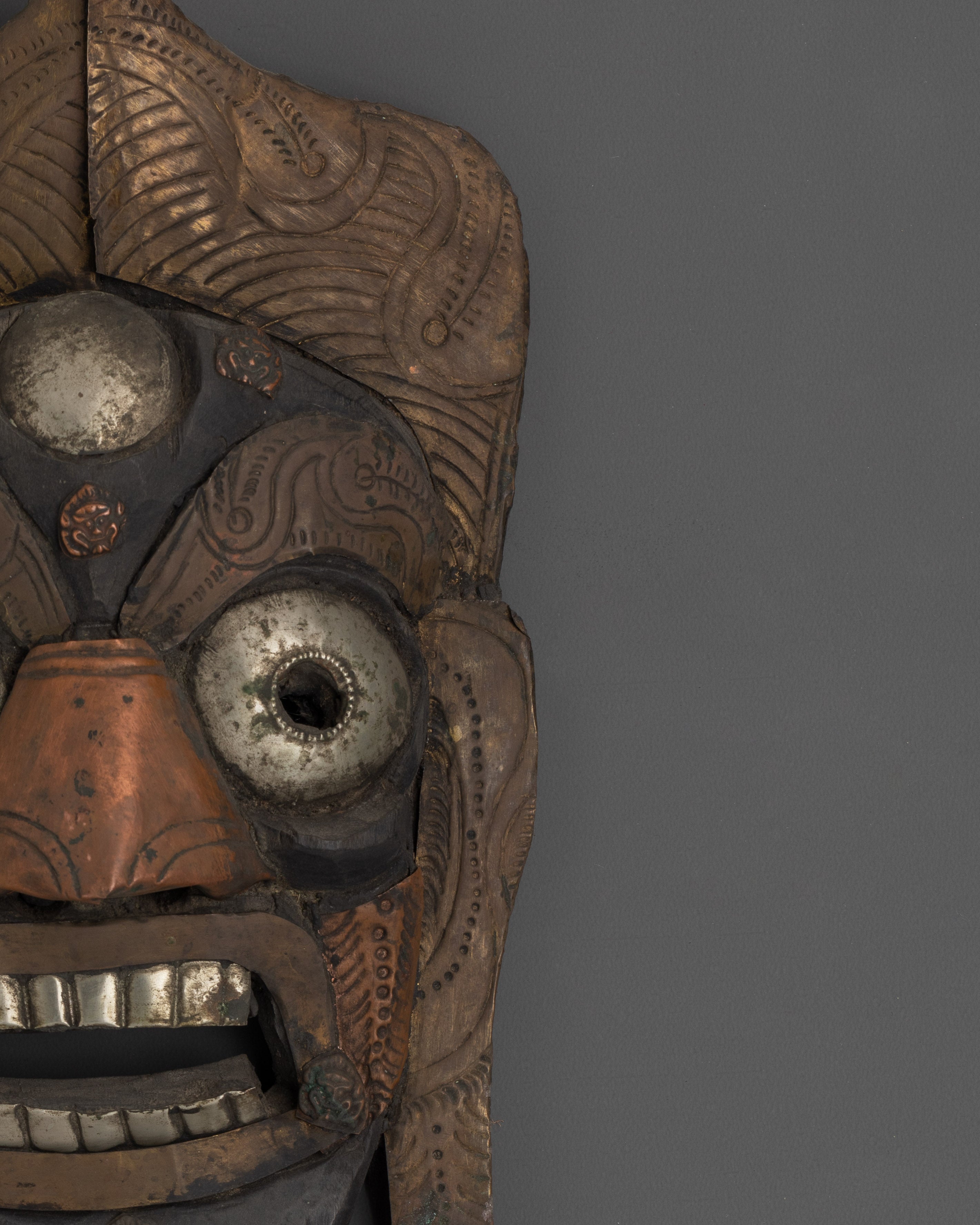 Copper and Brass Wall Hanging Mask | Traditional Ritual Wall Mask