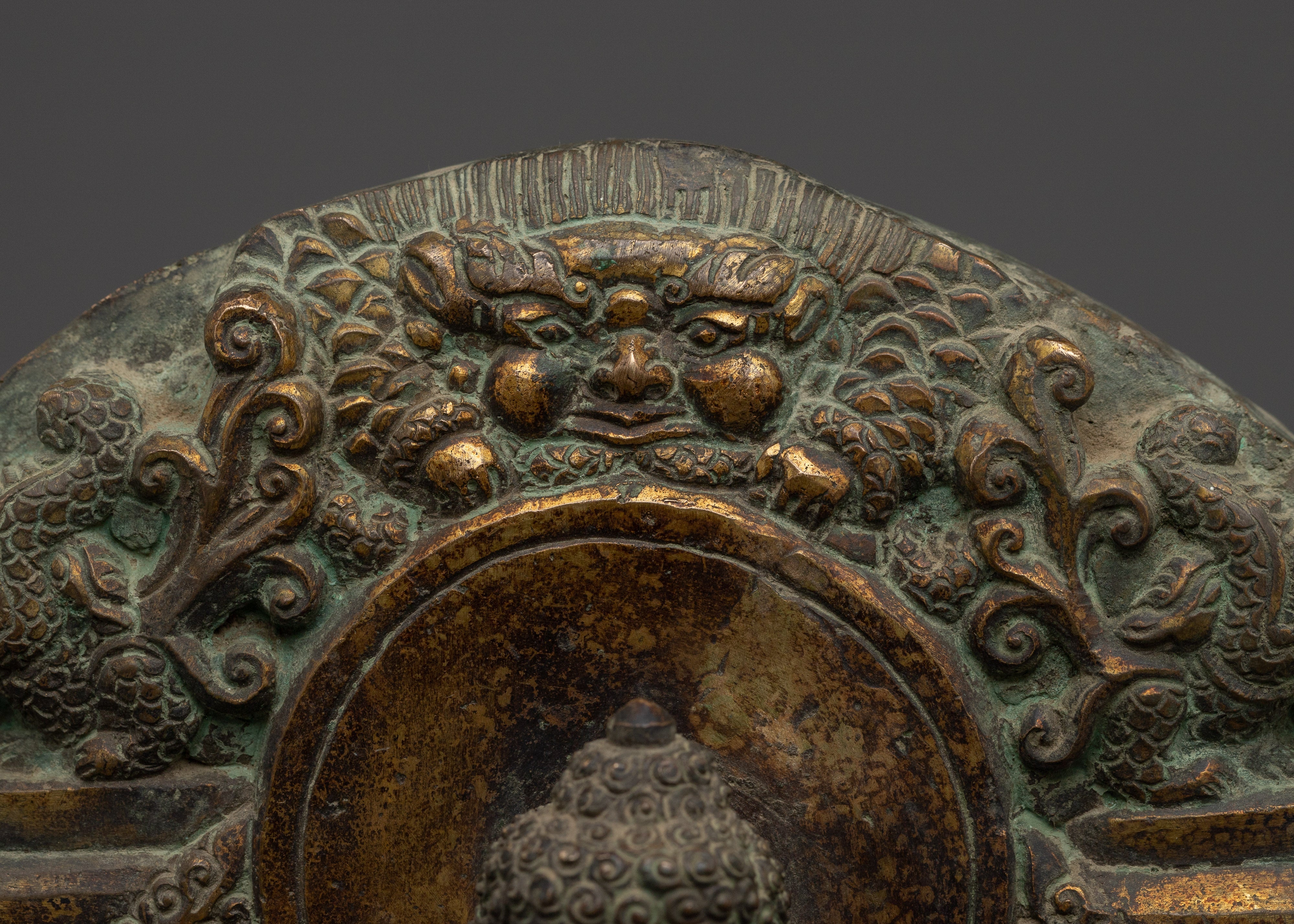 Figurine of Shakyamuni Buddha on Throne | Copper Sculpture
