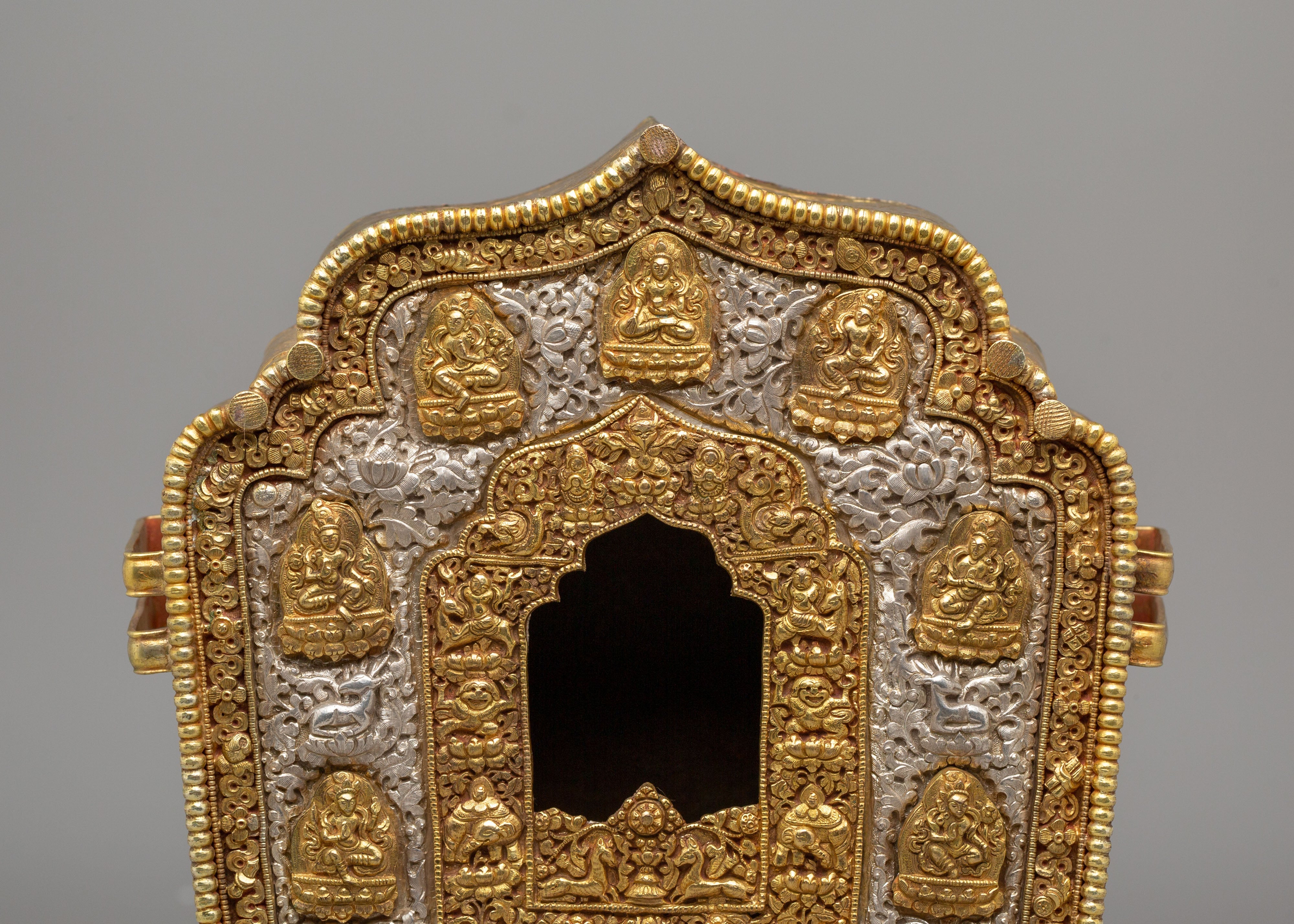 Deities Carved Ghau Box | Himalayan Amulet Box