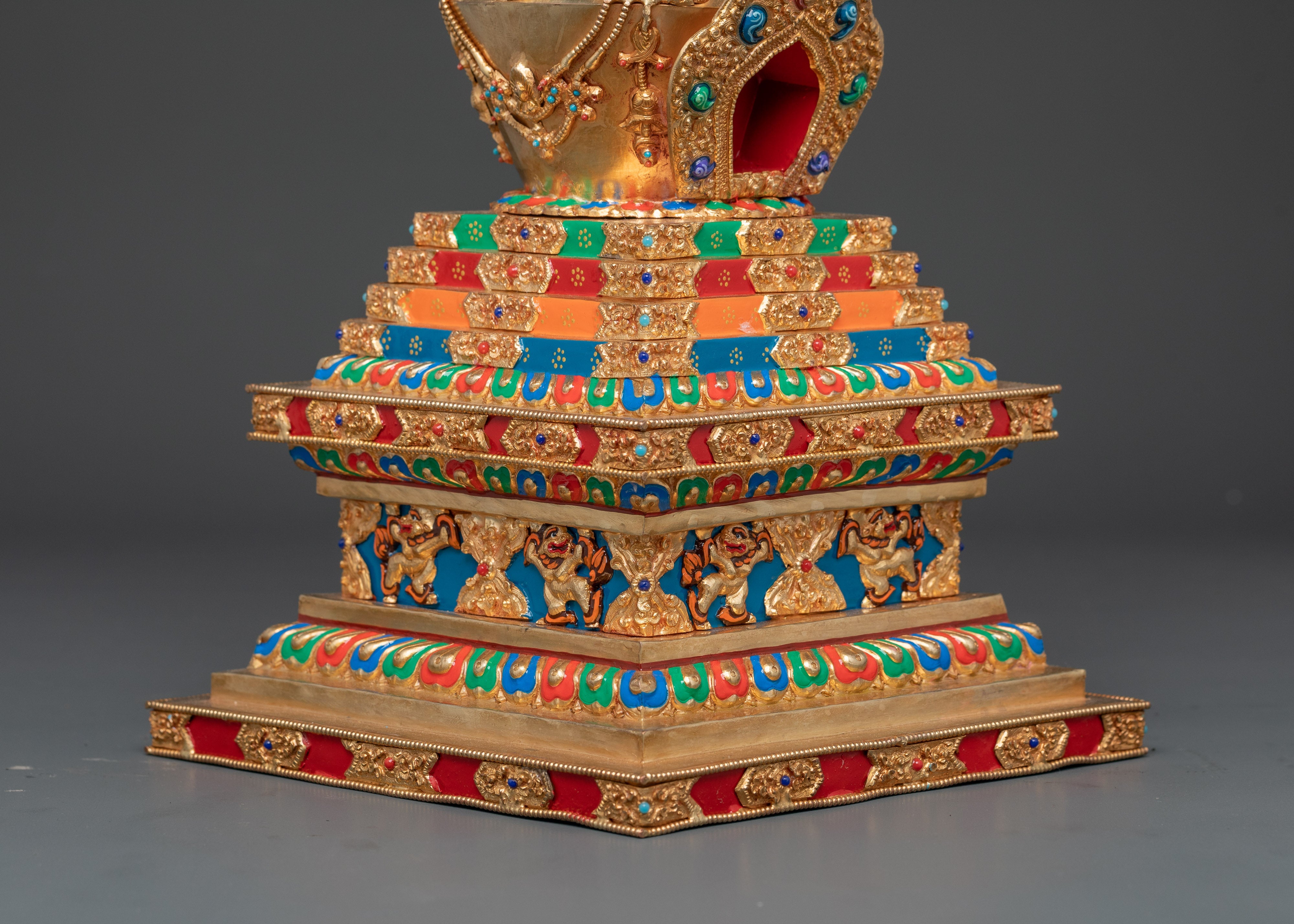 Himalayan Buddhist Copper Stupa | Sacred Shrine Decor