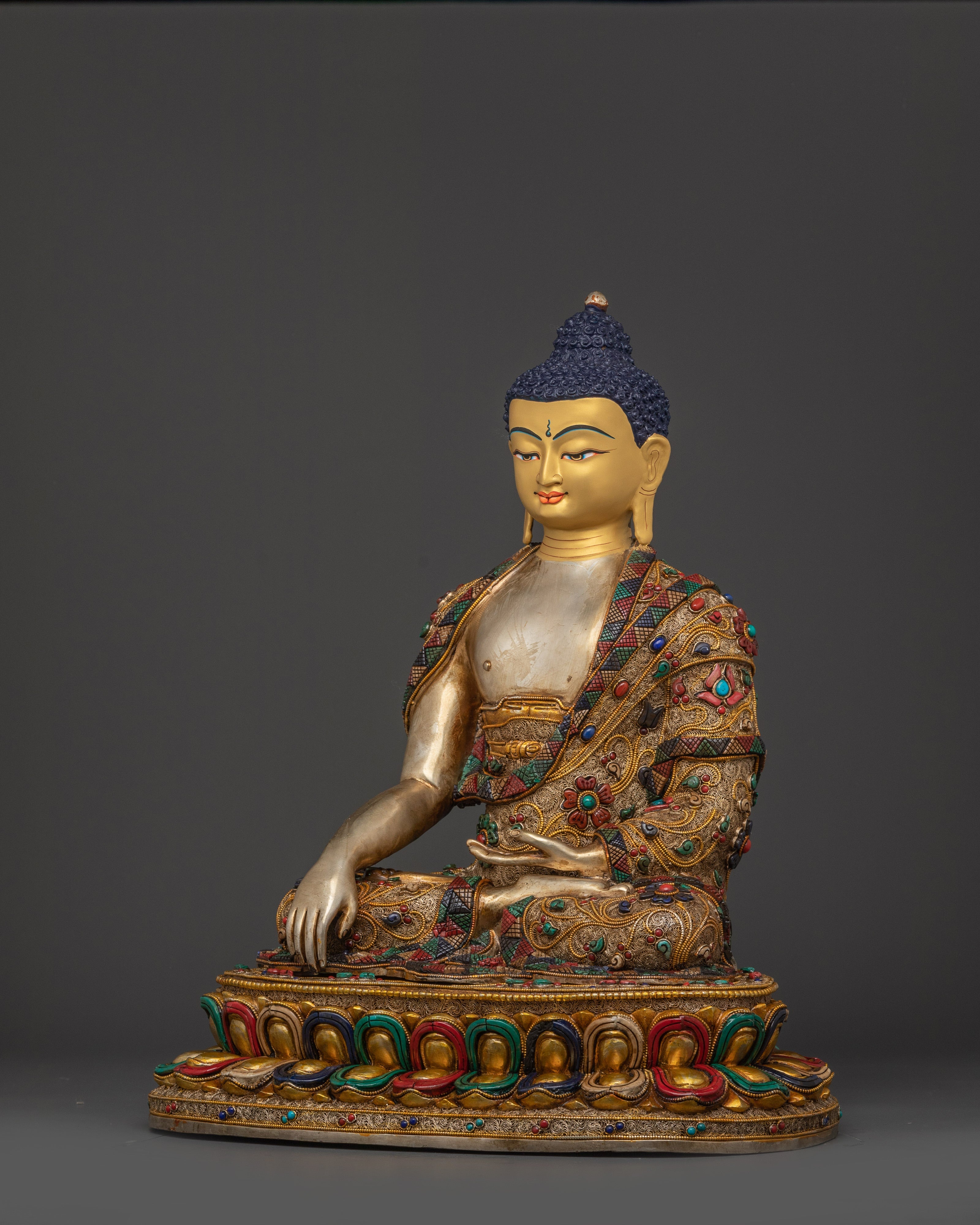 Shakyamuni Buddha Handcrafted Statue | Gold-Plated Tibetan Sacred Art