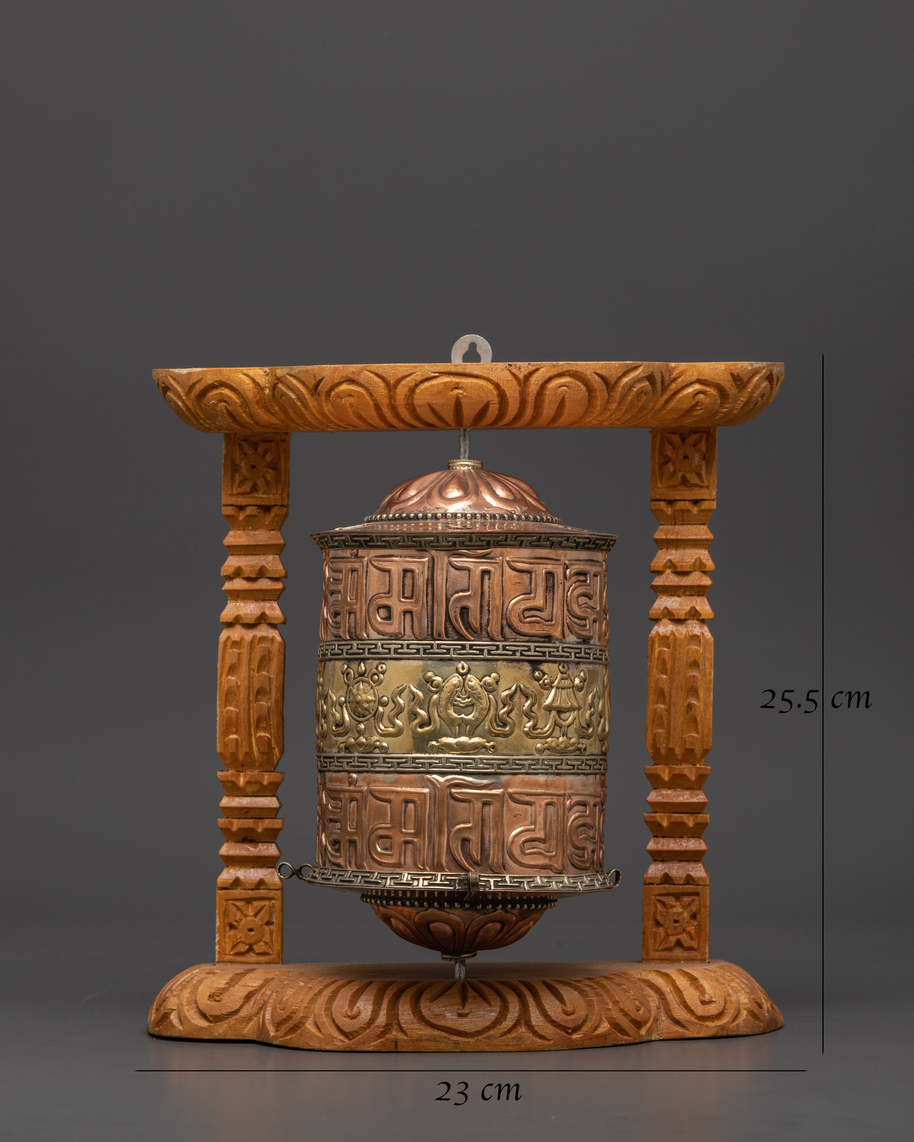 Buddhist Sacred Prayer Wheel | Sacred Wood Frame