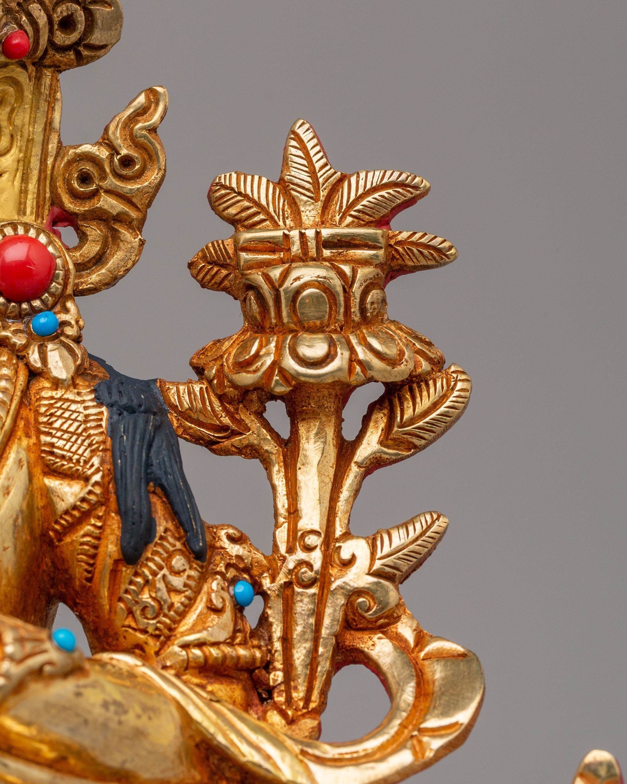 Handmade Wisdom Manjushri Statue | 24K Gold Plated Tibetan Buddhist Sculpture