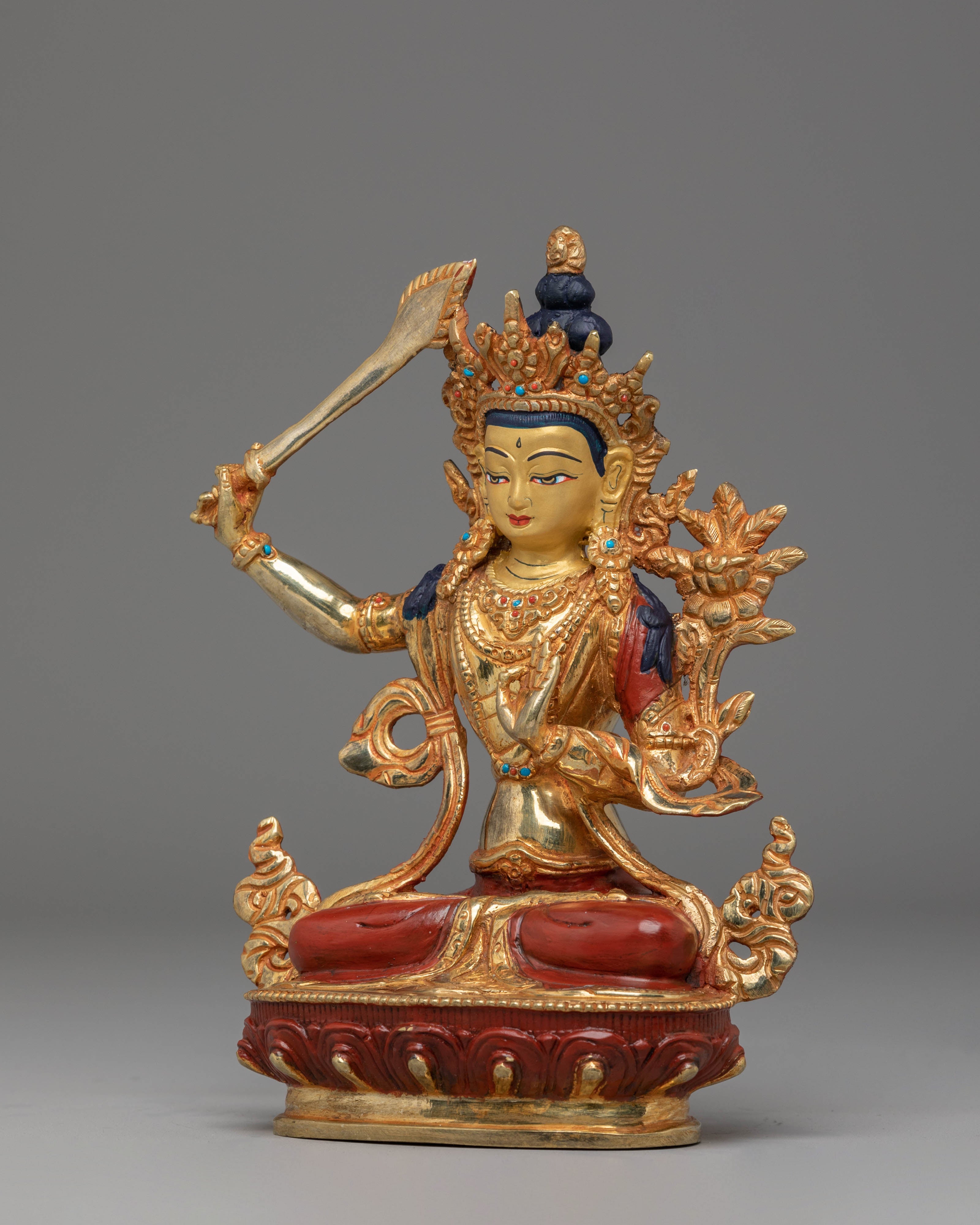 Handmade Bodhisattva Manjushri Sculpture | Wisdom Deity