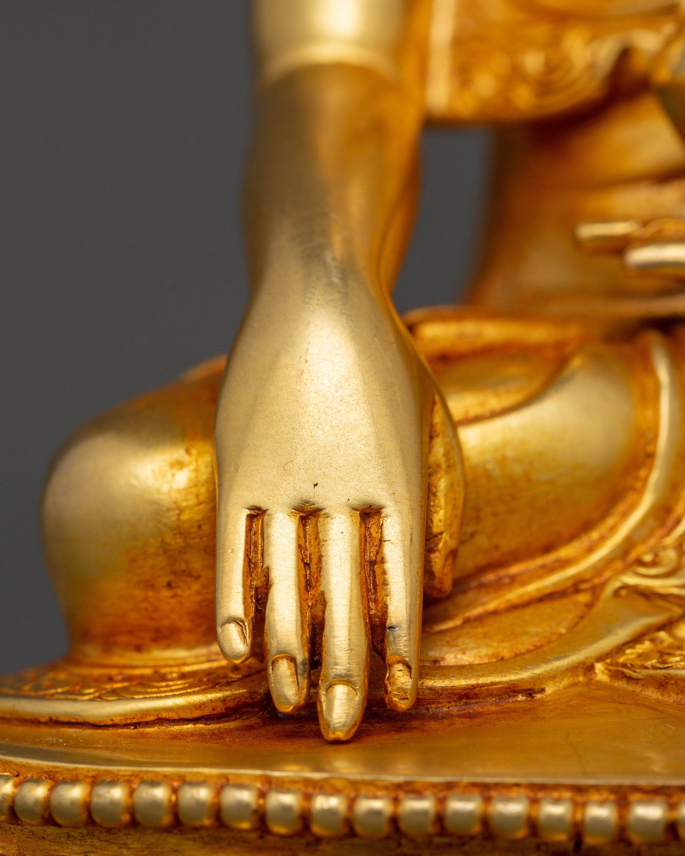 Shakyamuni Buddha Gold Plated Statue | Handcrafted Copper Deity for Meditation