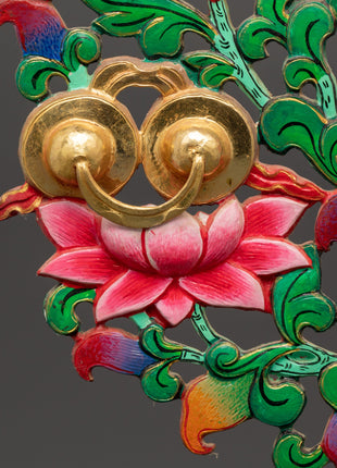 Tibetan Copper Offering Tree | Gold Plated Ritual Art with Acrylic Colors