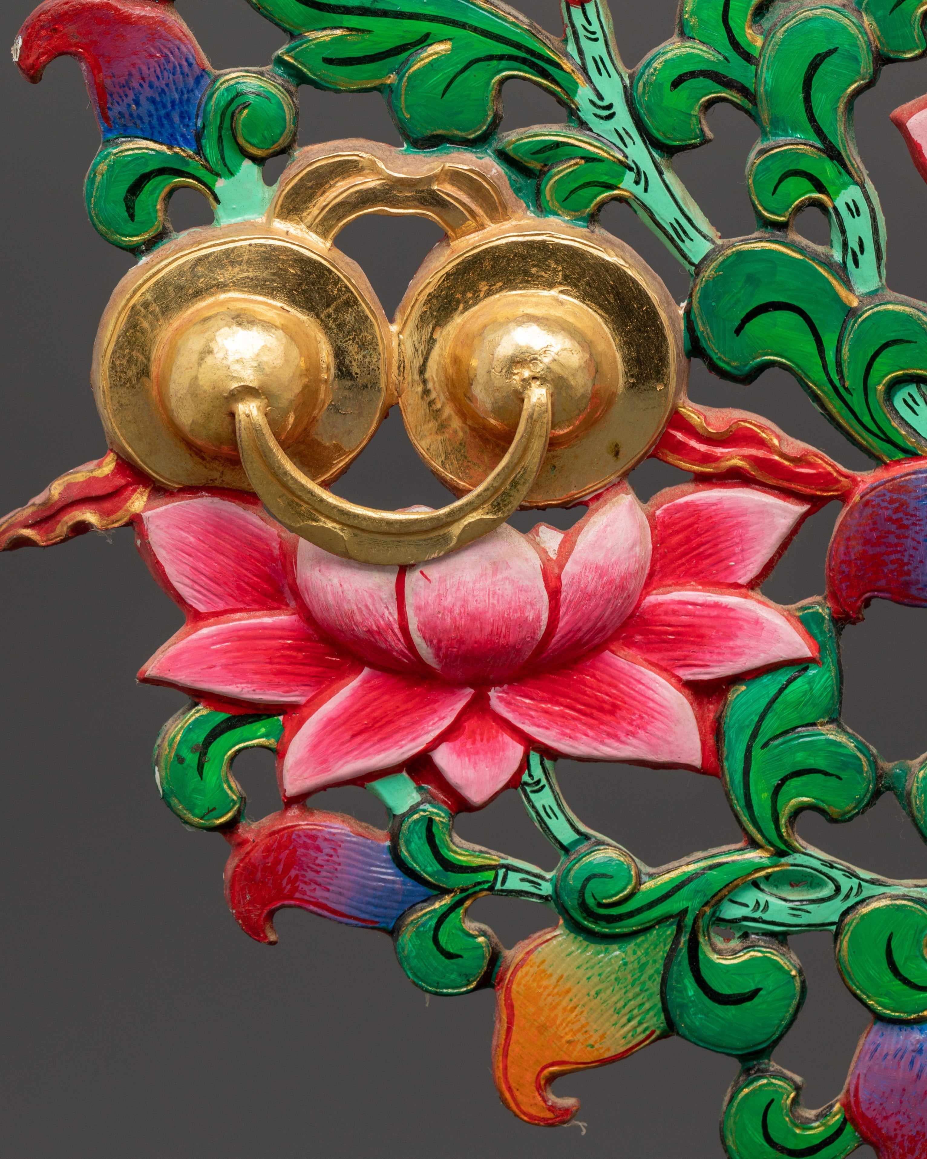 Tibetan Copper Offering Tree | Gold Plated Ritual Art with Acrylic Colors