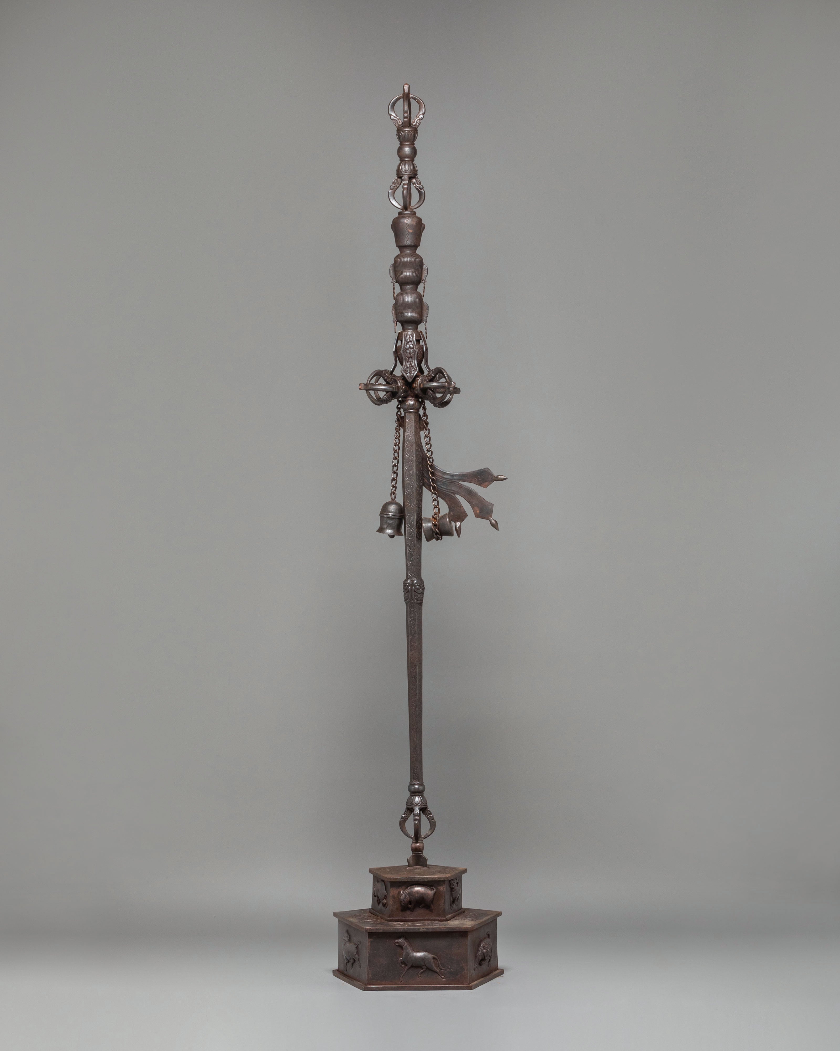 Sacred Ritual Item Khatan | Tibetan Oxidized Copper Ritual Staff