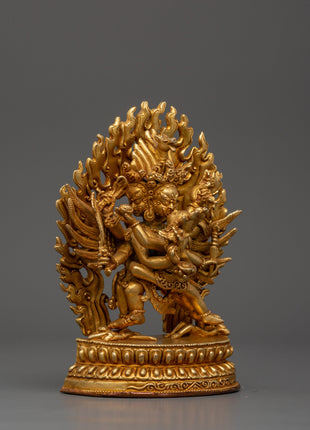 Gold Plated Hayagriva Statue | Copper Tantric Guardian for Protection