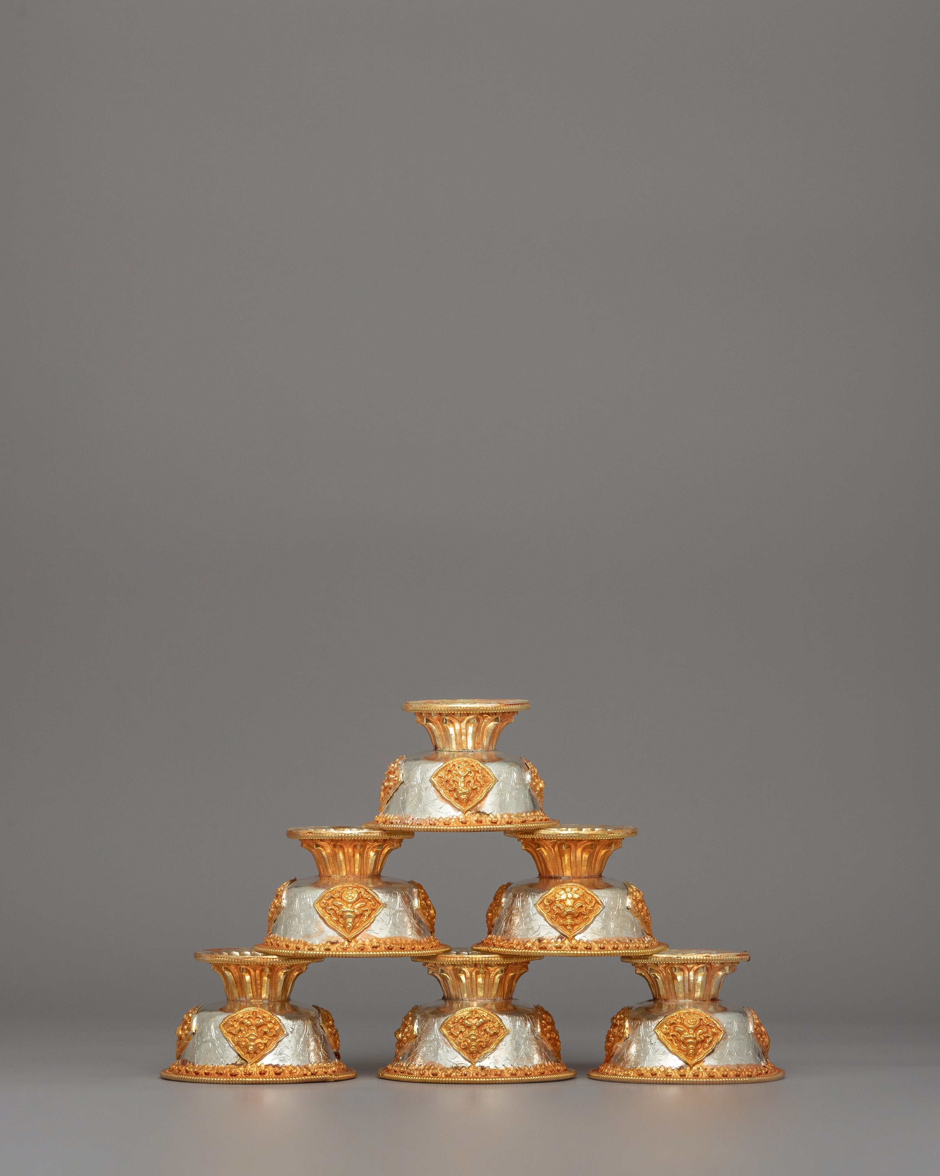 Sacred Tibetan Offering Bowls | Copper Set for Ceremonies