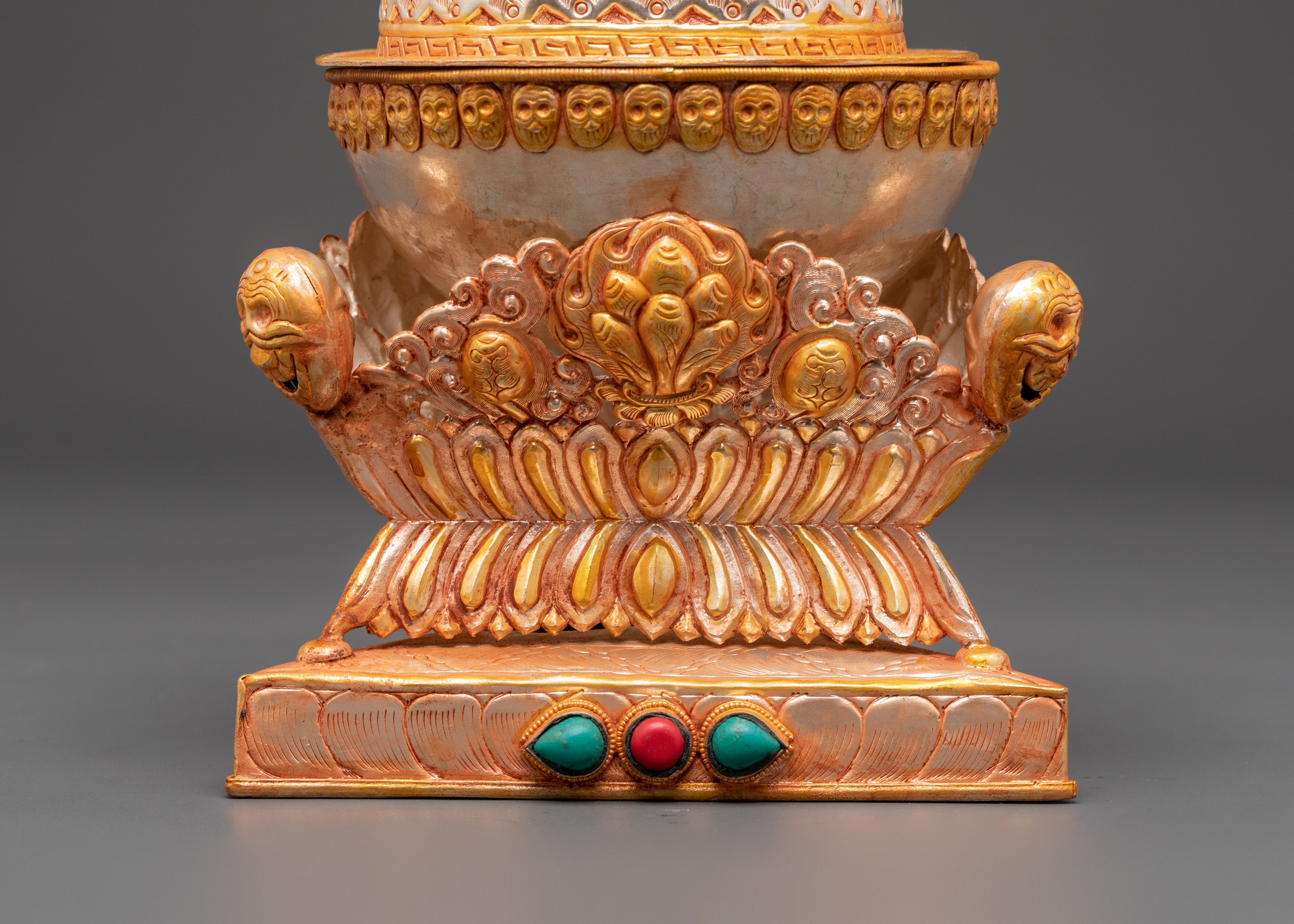 Gold Plated Kapala for Ritual Ceremonies | Silver & Copper Body Kapala