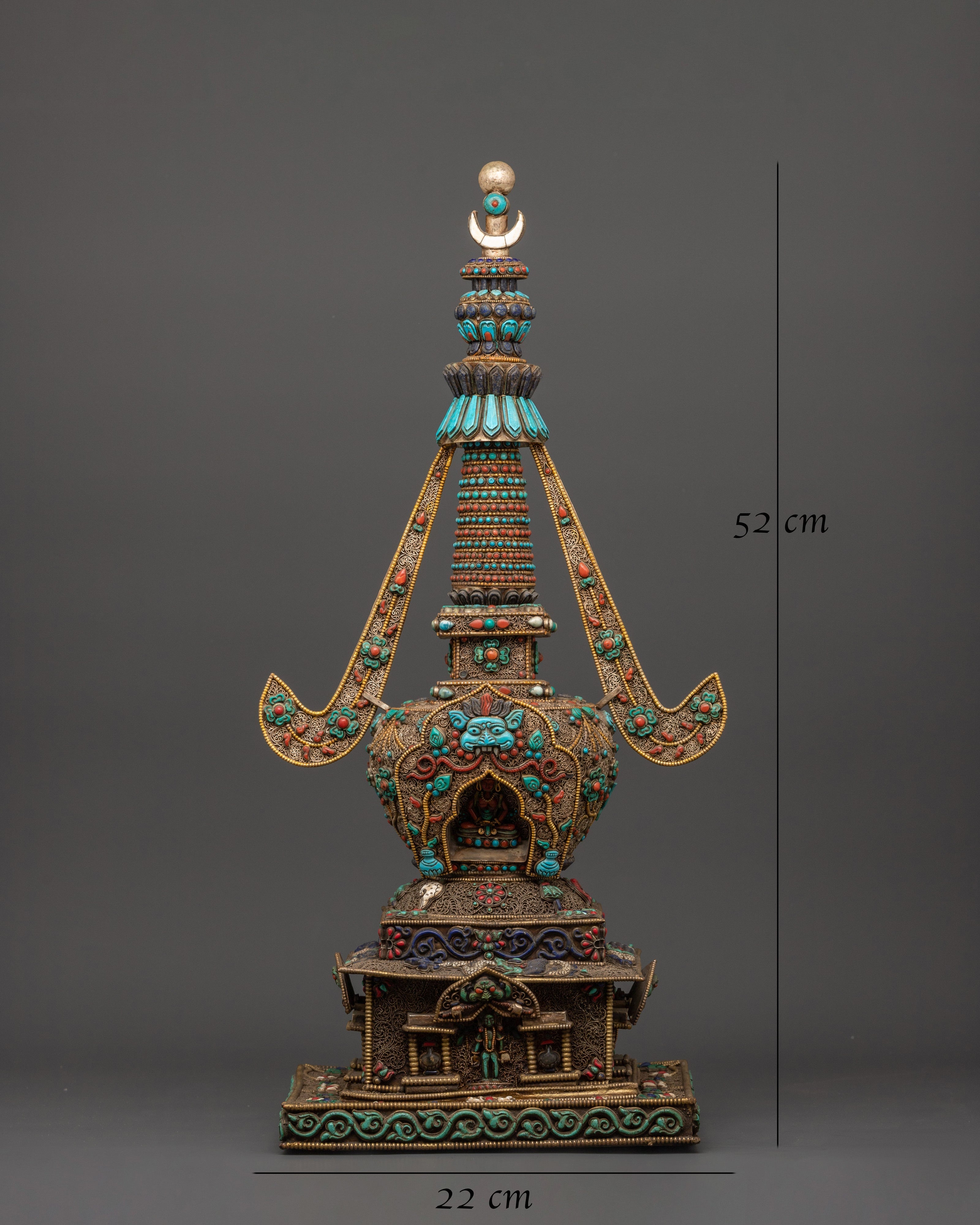 Handcrafted Traditional Copper Stupa | Buddhist Shrine Artifact