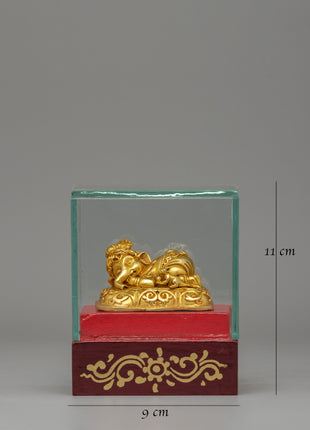 Elephant-Headed Ganapati Statue | Sacred Glass Enclosed Hindu Deity Figurine