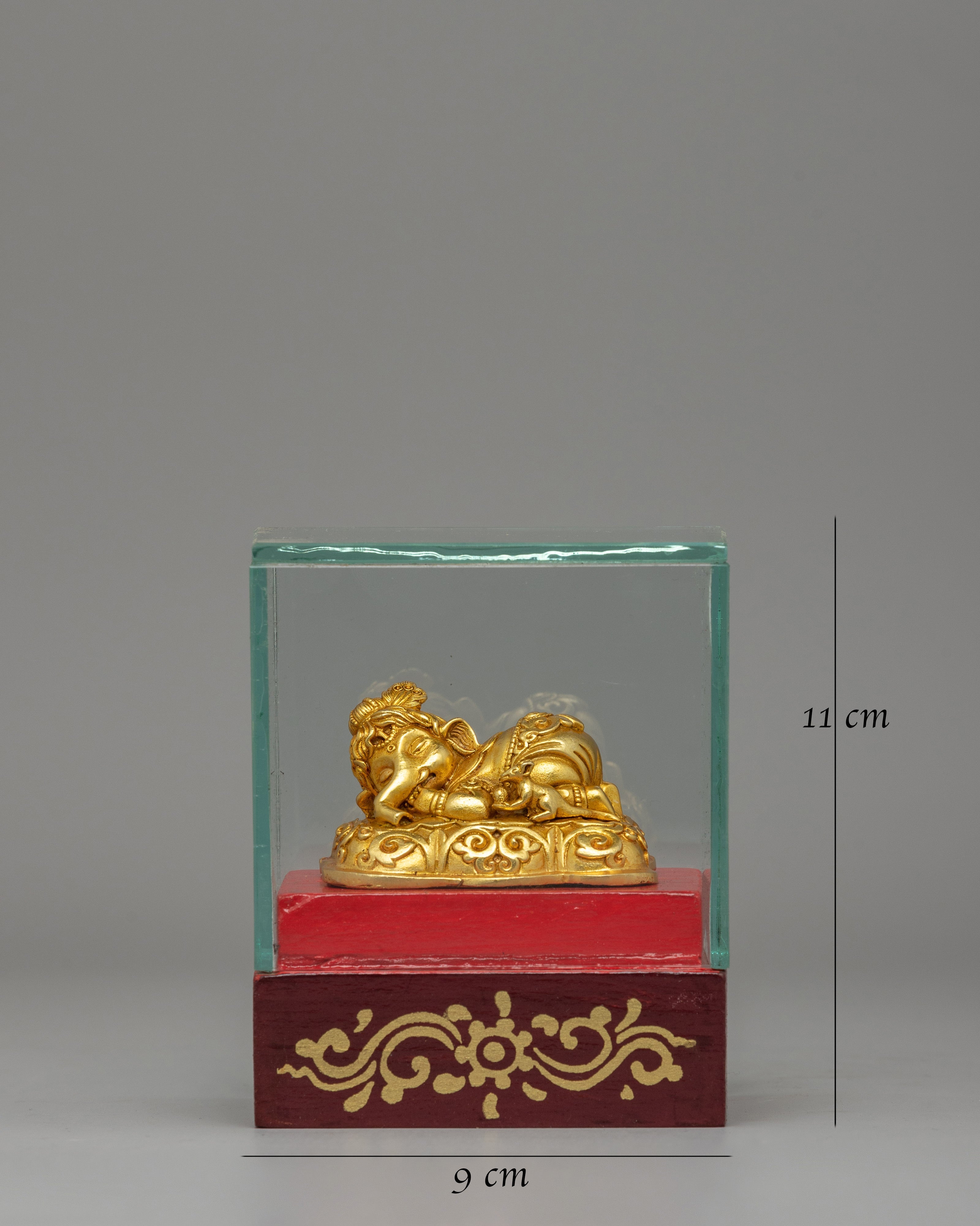 Elephant-Headed Ganapati Statue | Sacred Glass Enclosed Hindu Deity Figurine