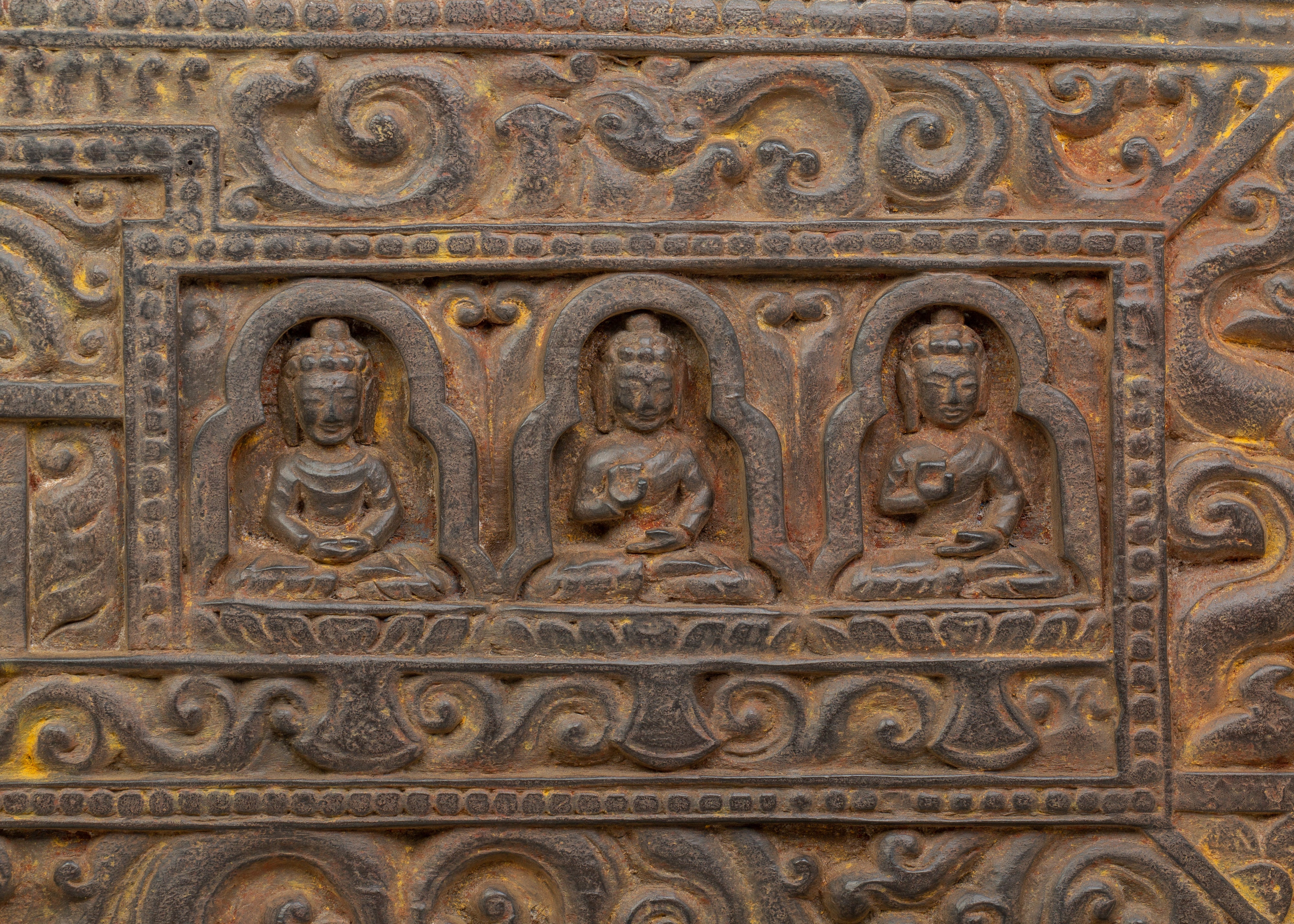 A Carved Wooden Sutra Cover | 102cm Tibetan Scripture Holder