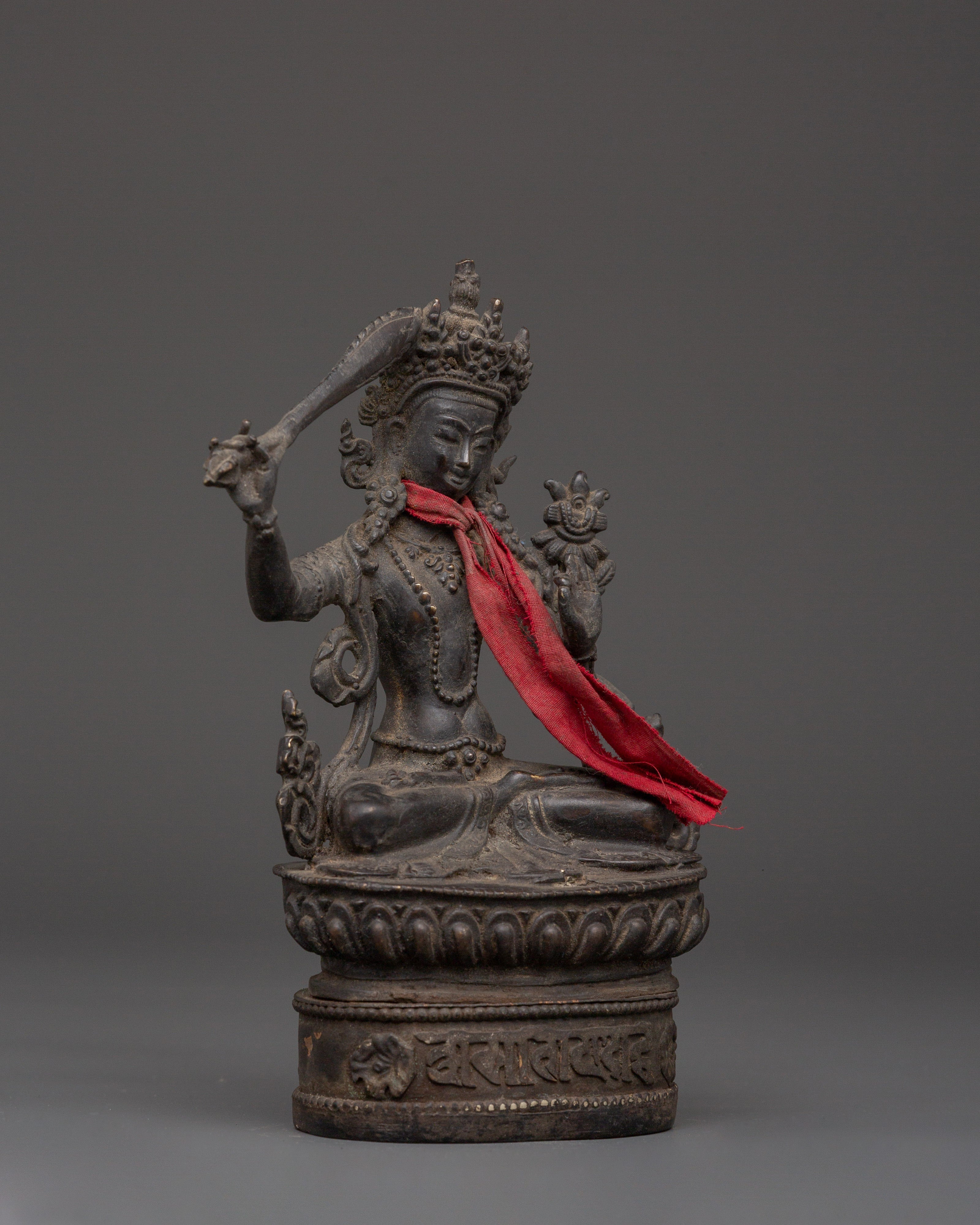 Handcrafted Manjushri Wisdom Bodhisattva Sculpture for Decor